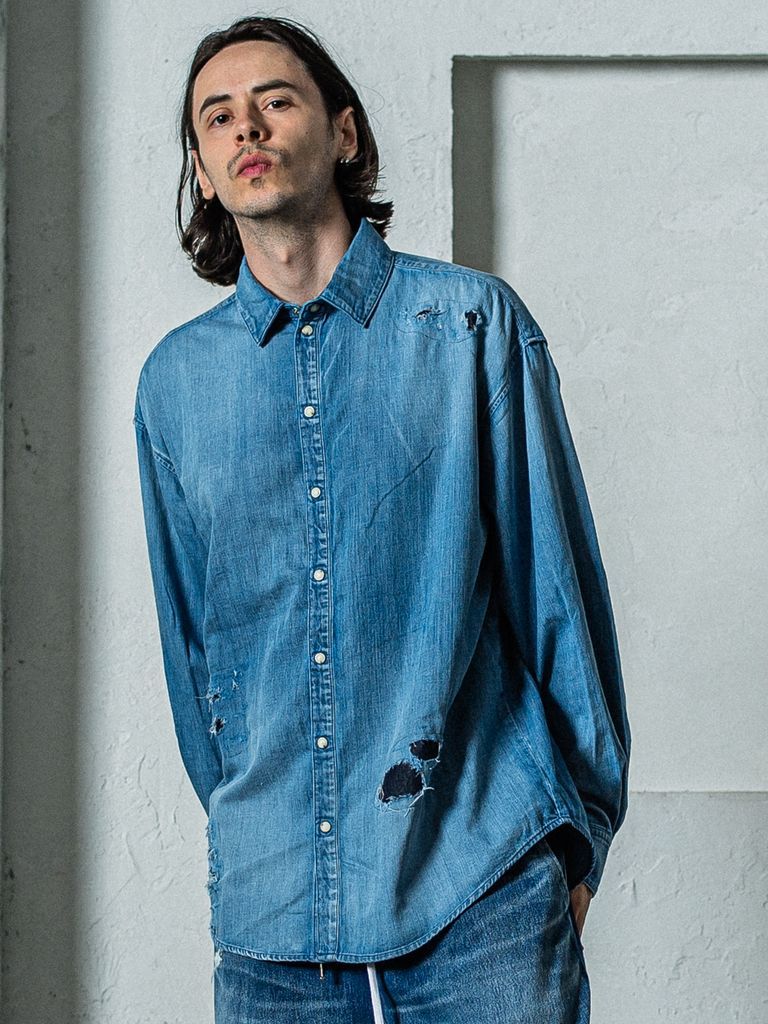《》 denim jack shirts / デニムシャツ / インディゴクラッシュ