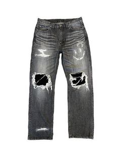 《予約品8月31日 23時55分締め》 CRASH DENIM A / クロスガンスワロフスキー付きデニムパンツ / ブラック 【roarguns 】 2024年2月入荷予定