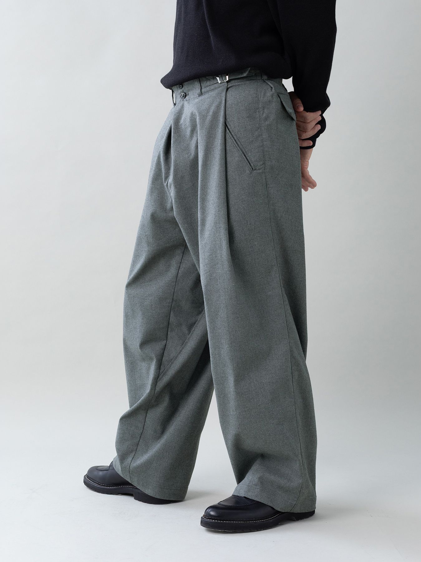 【予約品 5月27日(水) 締切】OVERTROUSERS / ワイドパンツ / 杢ライトグレー