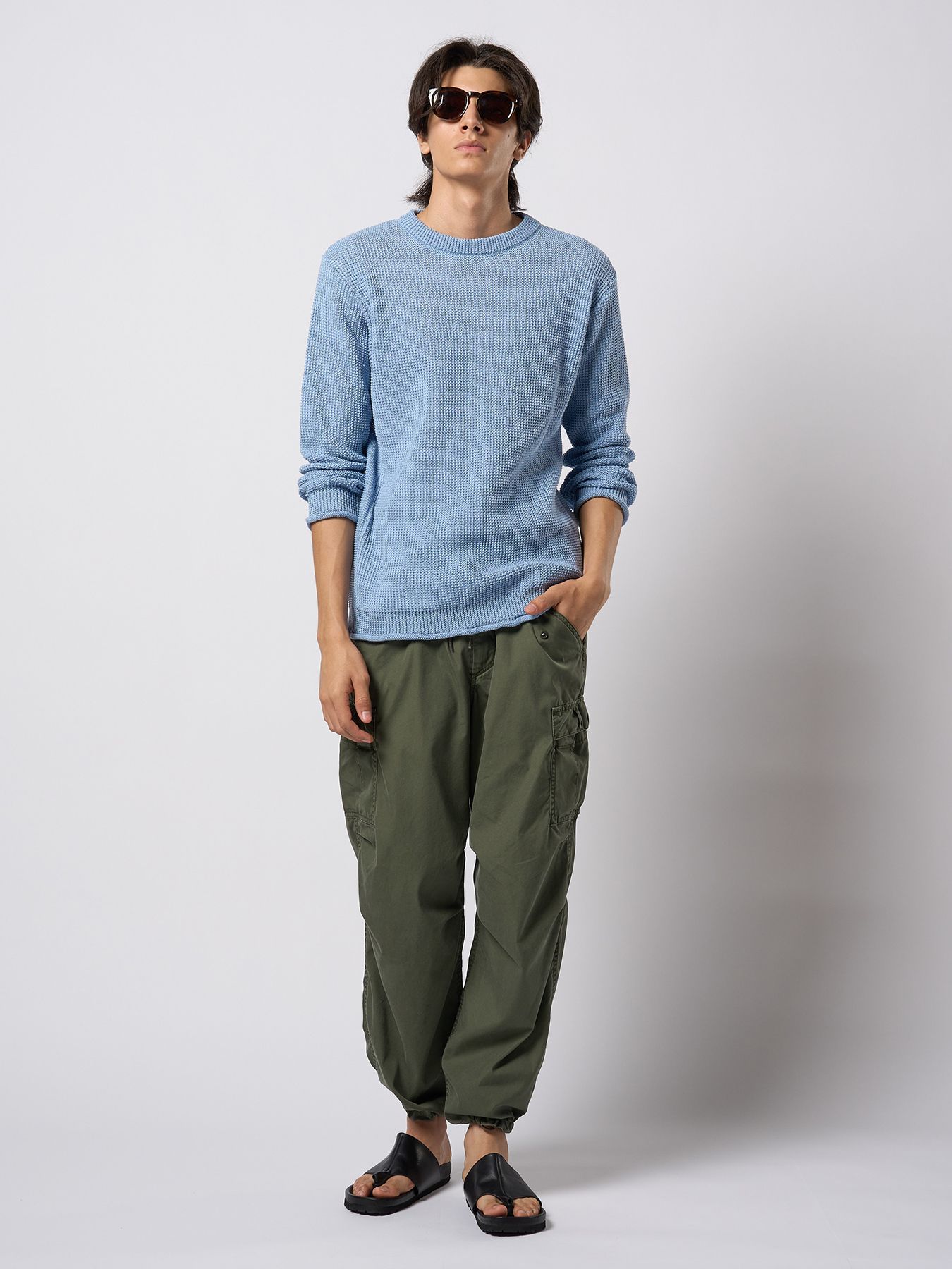 【予約品 9月23日(火) 締切】GIMA crew summer knit / 擬麻クルーサマーニット / ライトブルー