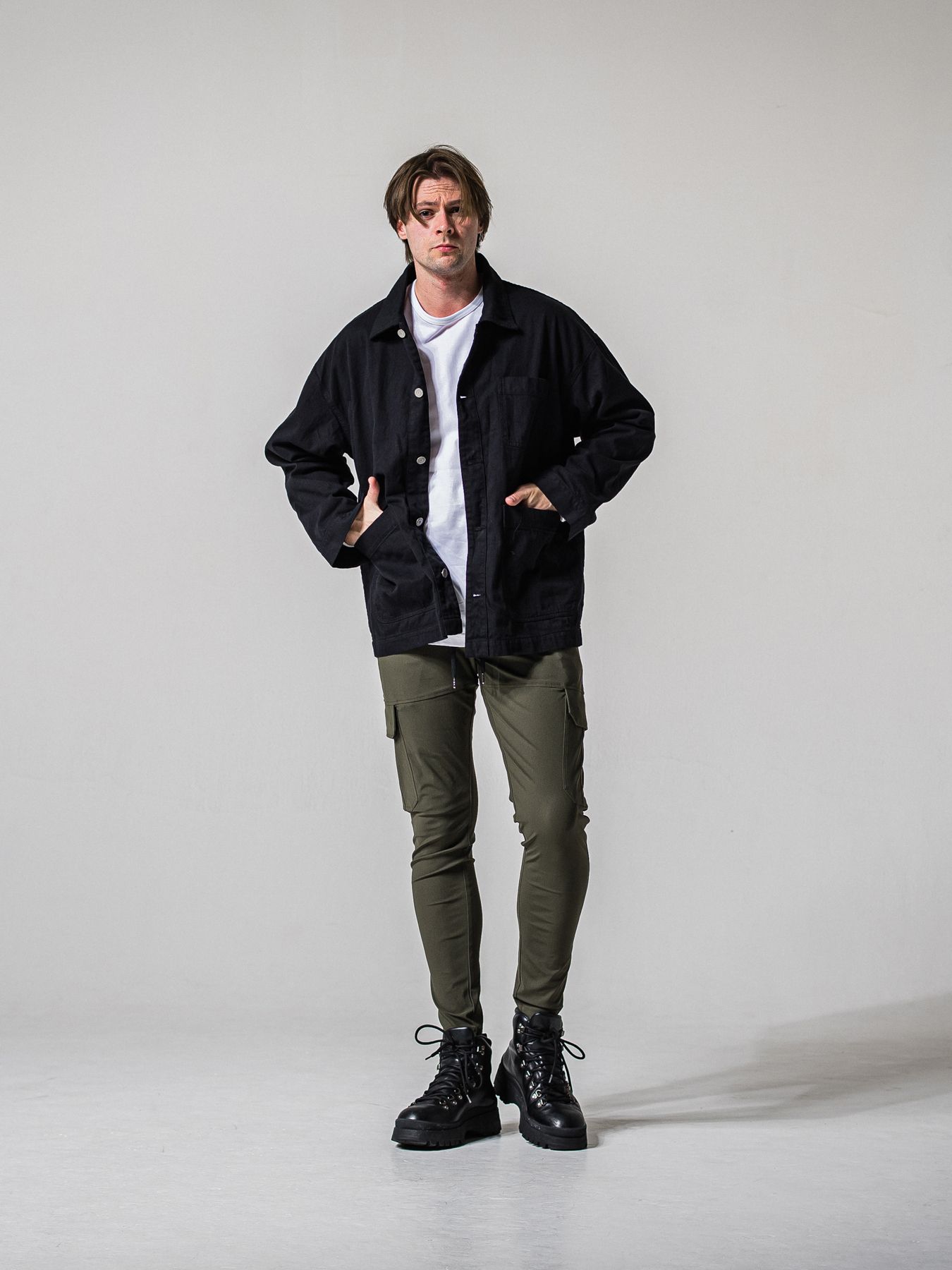 【予約品 11月16日(日) 締切】DARREL CARGO PT / ダレル ナイロンカーゴパンツ / カーキ×ブラック