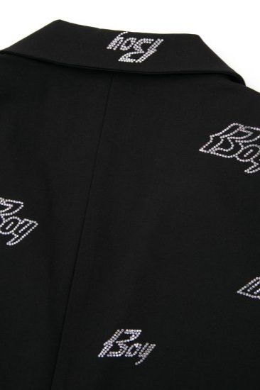 RHINESTONE TAILORED VEST/ ブラック【BOY LONDON】