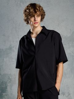 【予約品 1月25日(日) 締切】skipper shirt H/S / スキッパー ハーフスリーブシャツ / ブラック