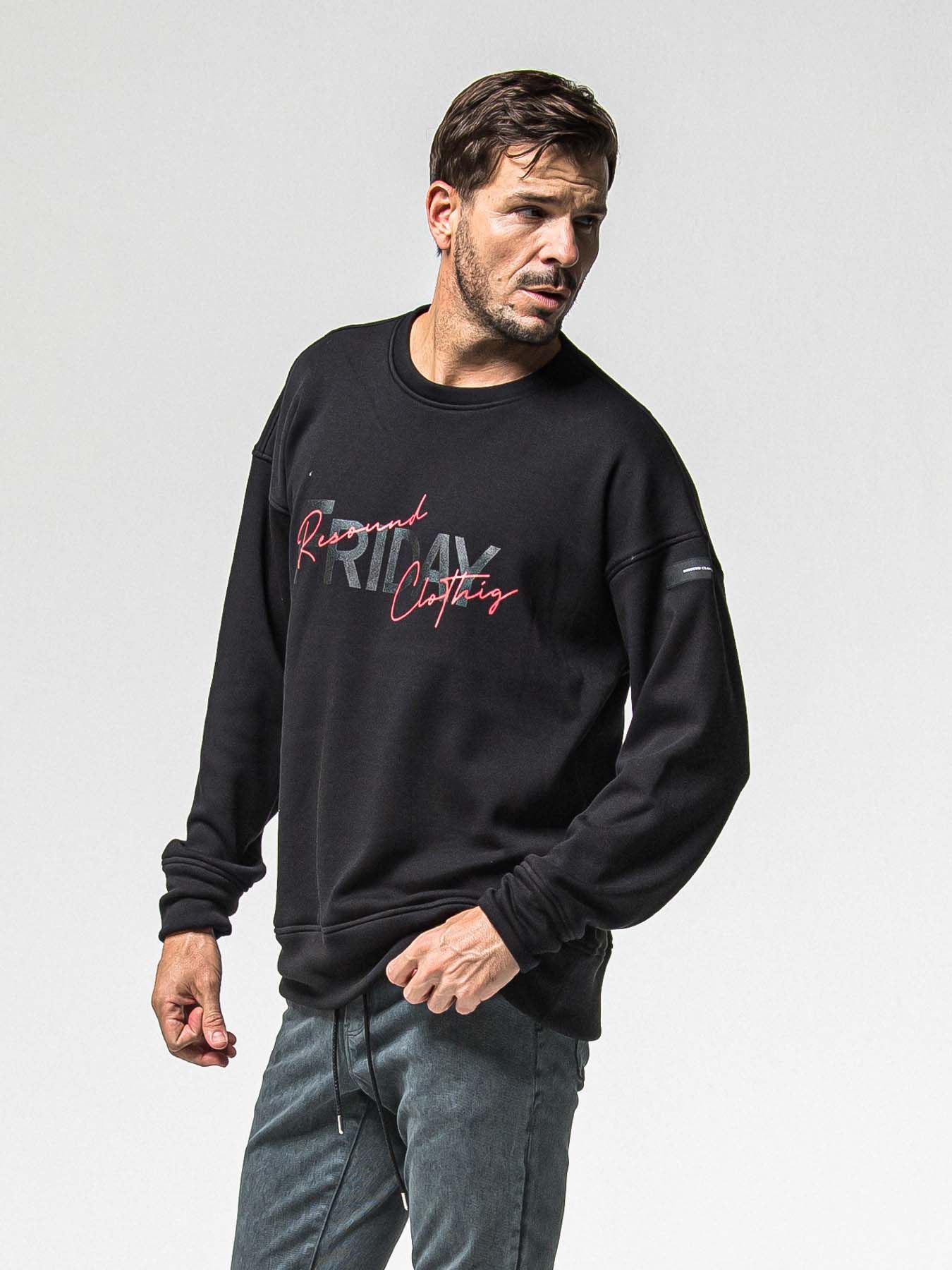 【予約品 8月31日(日) 締切】FRIDAY OLD LOGO VEROURS FLEECE TRAINER / FRIDAYコラボ オールドロゴ ベロアフリース トレーナー / ブラック