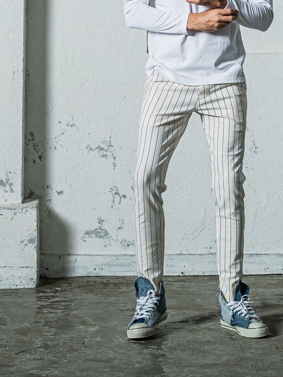 《予約11月17日19時締め》 CHRIS EASY  PANTS / イージーパンツ / ホワイト・ストライプ