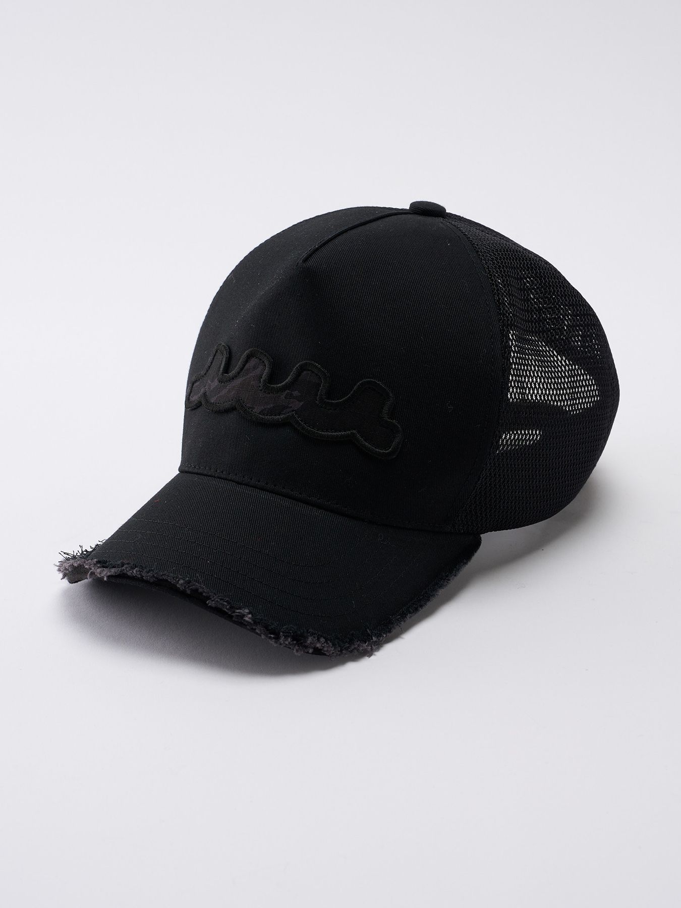 【予約品 1月25日(日) 締切】muta × wjk collection：wave cut-off mesh cap / ウェーブ カットオフ メッシュキャップ / ブラック