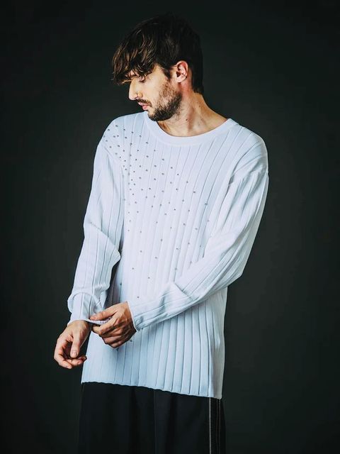 スタッズニットプルオーバー WHITE【NO ID.】