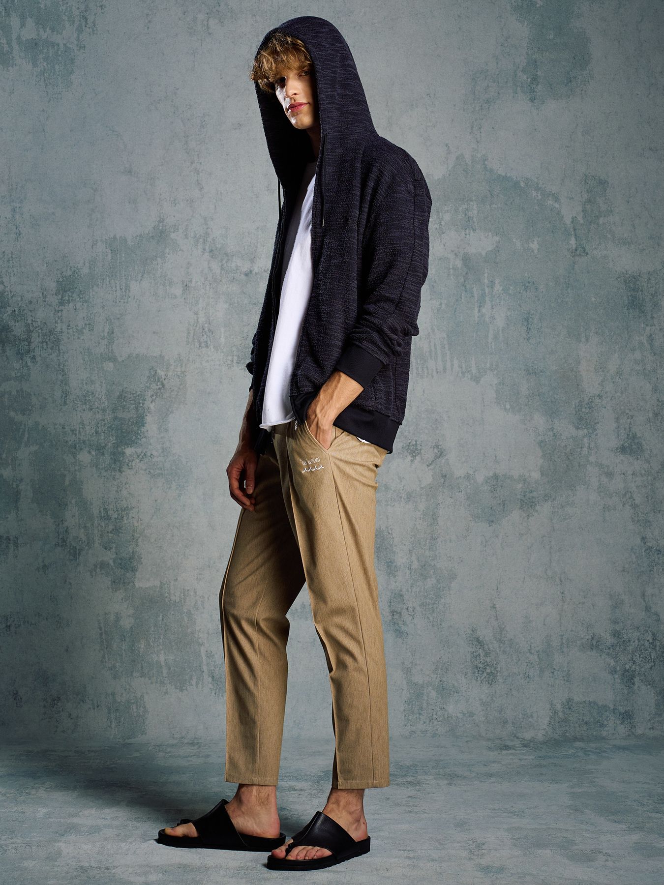 【予約品 1月25日(日) 締切】muta × wjk collection：knit jacquard relax parker / ニットジャガード リラックスパーカー / ブラック