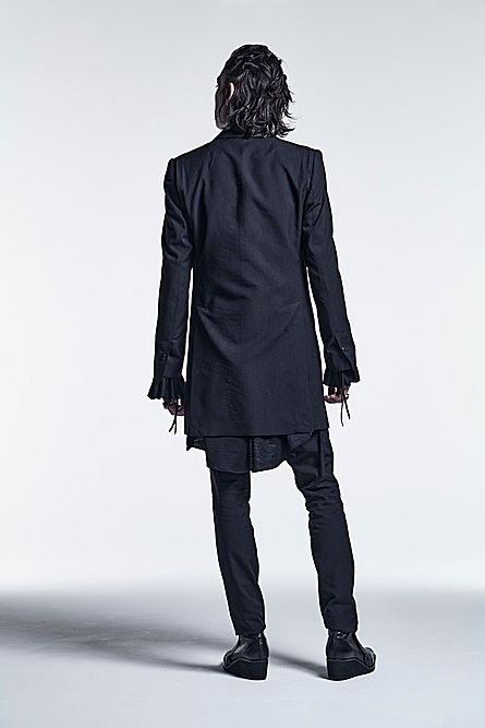 《予約品》 Long Peacked Jacket テーラードジャケット GabadineStretch / Black 【kiryuyrik】 11月入荷予定