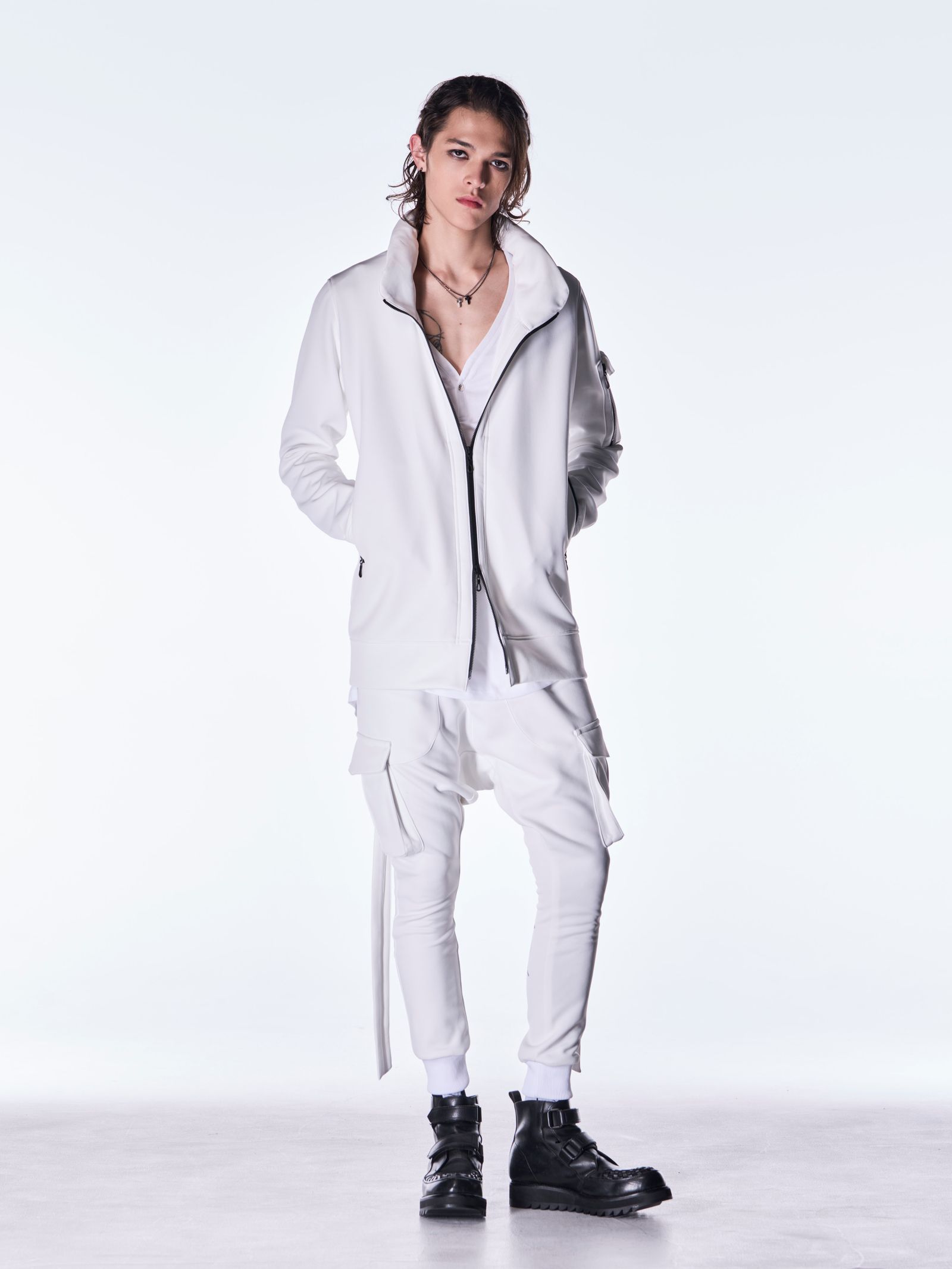 【予約品 6月29日(月) 締切】Double Knit Jersey Stand Collar Blouson / スタンドカラー ブルゾン / ホワイト