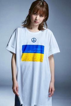 Ukrainian Refugees Support Charity Dolman Long T-Shirt Tシャツ / White 【THE ONENESS】 7月以降入荷予定