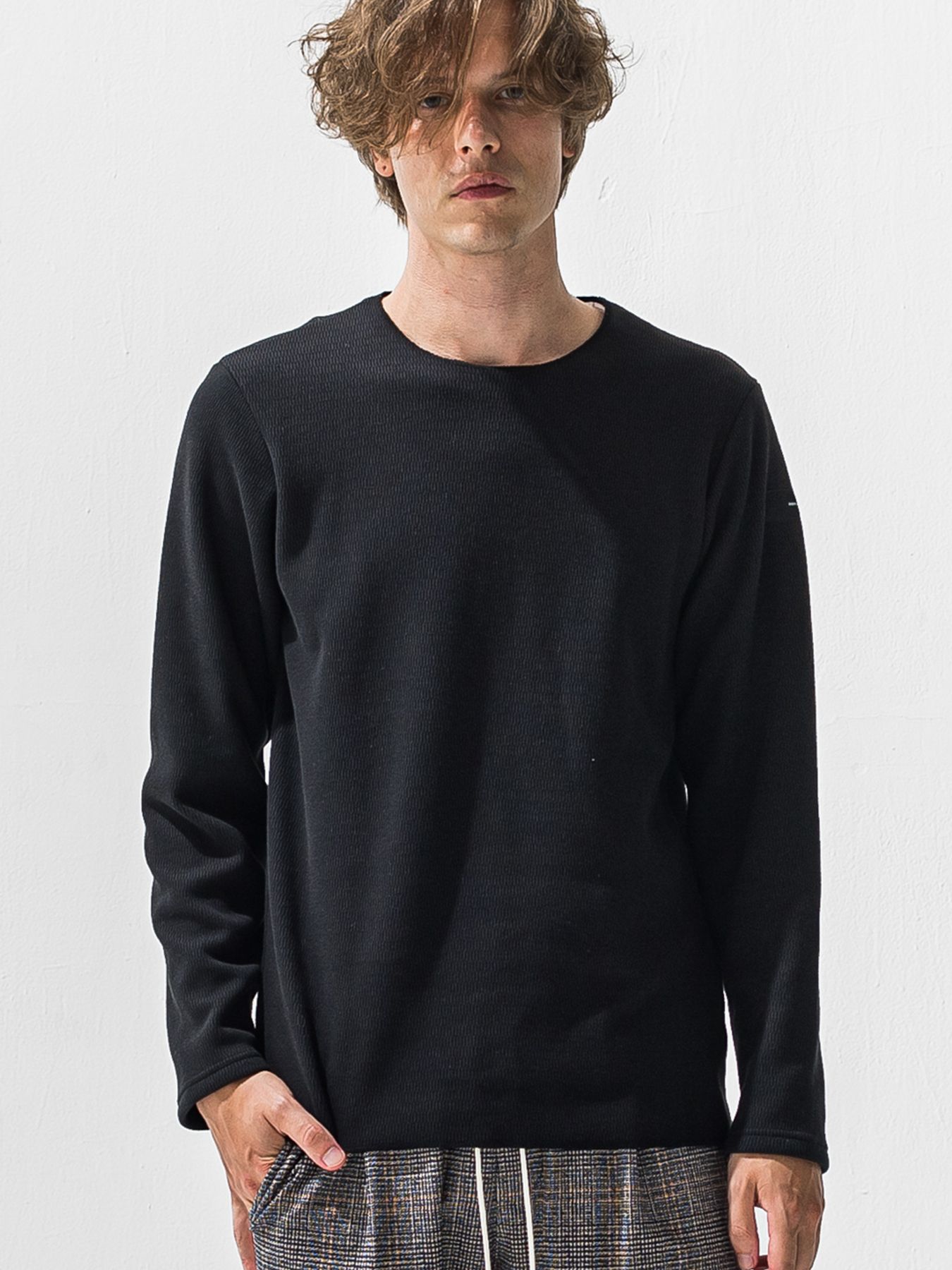 【予約品 9月6日(日) 締切】VELOURS FLEECE NEO THERMAL / 裏起毛 ハニカムサーマル ロングスリーブTシャツ / ブラック