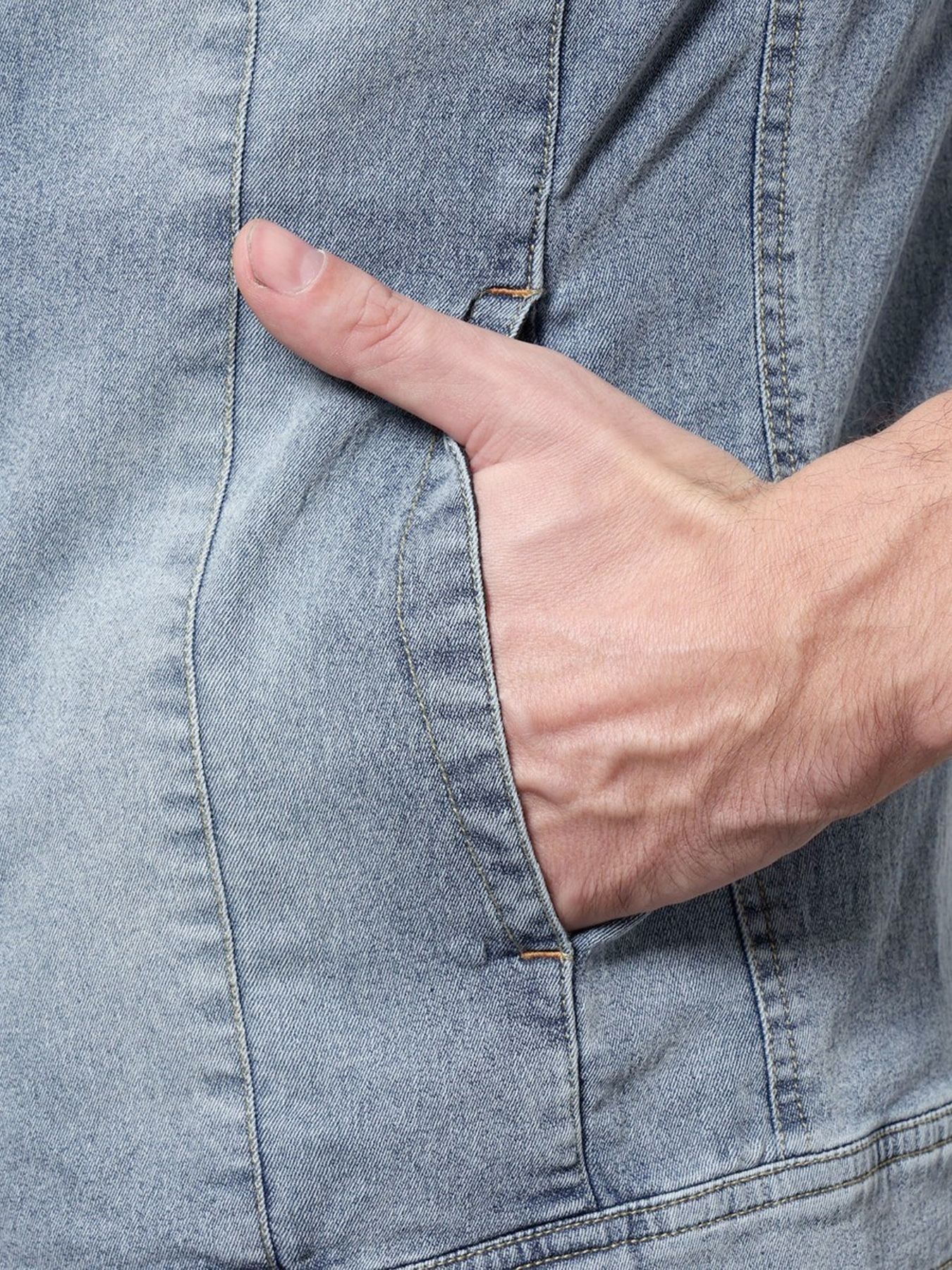 ライトオンスストレッチデニム7分袖Gジャン / ブルー【HIDEAWAYS NICOLE】