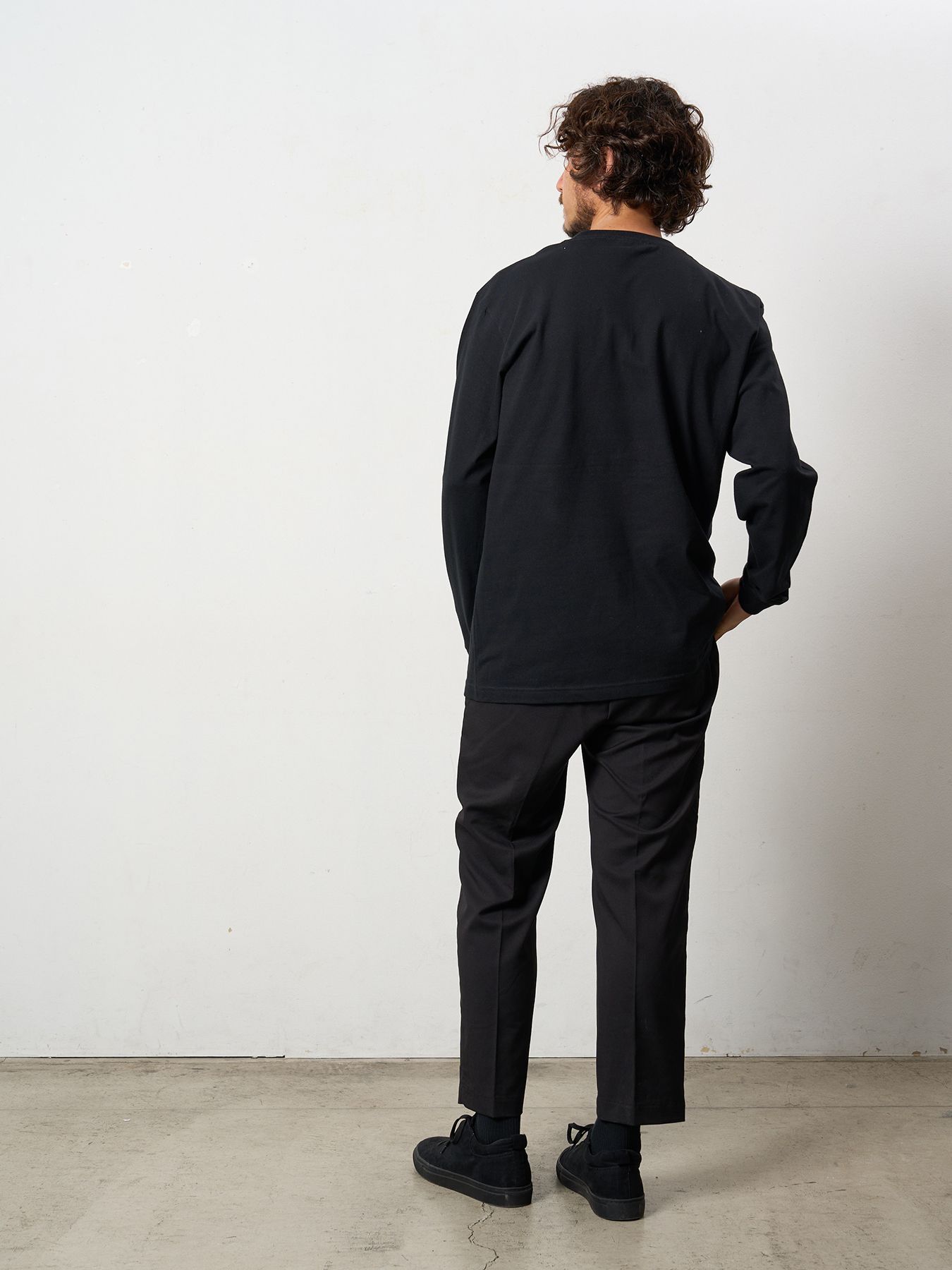 【予約品 5月8日(木) AM10時 締切】 5.6ozコットン天竺 LOST HEARTS シークインLS Tシャツ / ブラック