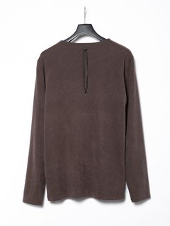 Acrylic Rayon Nylon Stretch Ponte Fabric L/S Crew Neck T-shirt / アクリル レーヨン ナイロン ストレッチ ポンチ L/S クルーネック Tシャツ / ブラウン