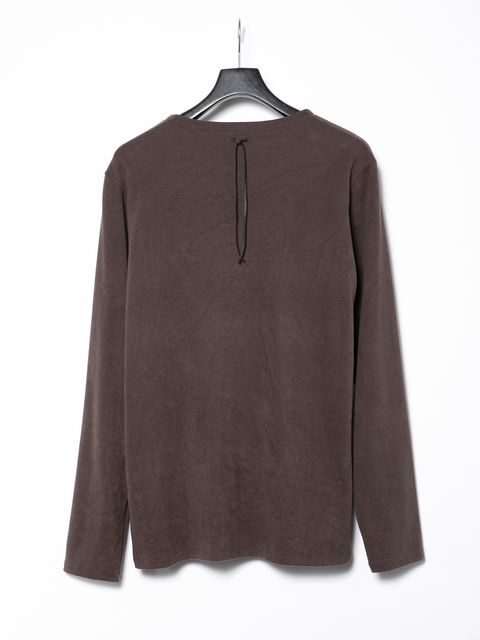 Acrylic Rayon Nylon Stretch Ponte Fabric L/S Crew Neck T-shirt / アクリル レーヨン ナイロン ストレッチ ポンチ L/S クルーネック Tシャツ / ブラウン
