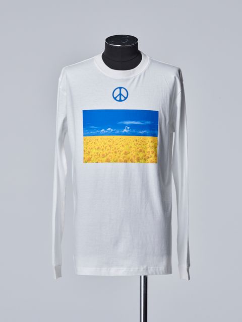 《予約品》 UKRAINE-CharityLongSleevesT-Shirt / 長袖Tシャツ  / ホワイト 【THE ONENESS】 4月中入荷予定