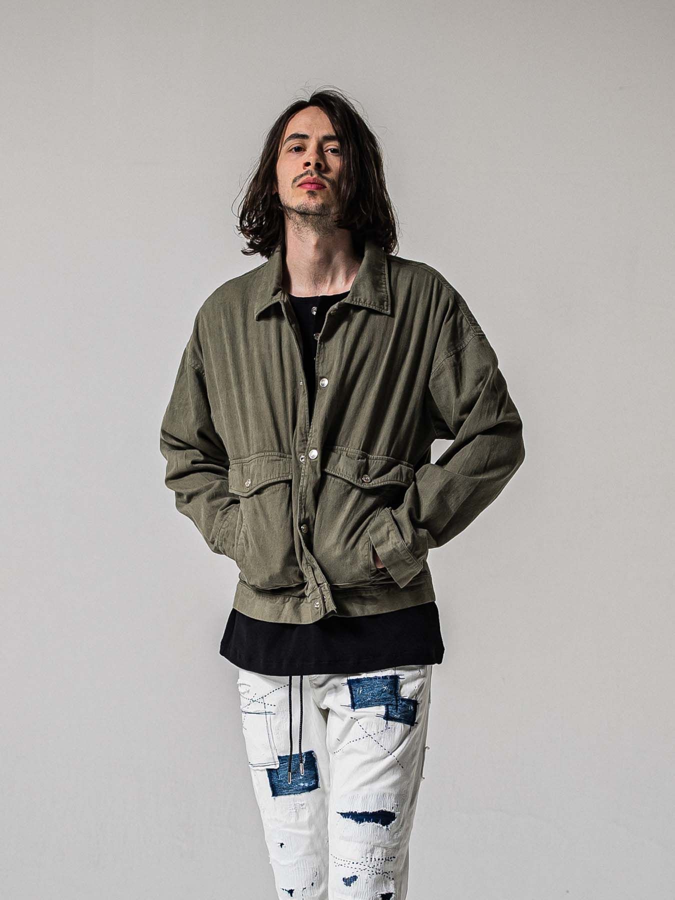 【予約品 11月16日(日) 締切】LDENIM AG FLIGHT JK / ライトデニム ミリタリージャケット / カーキ