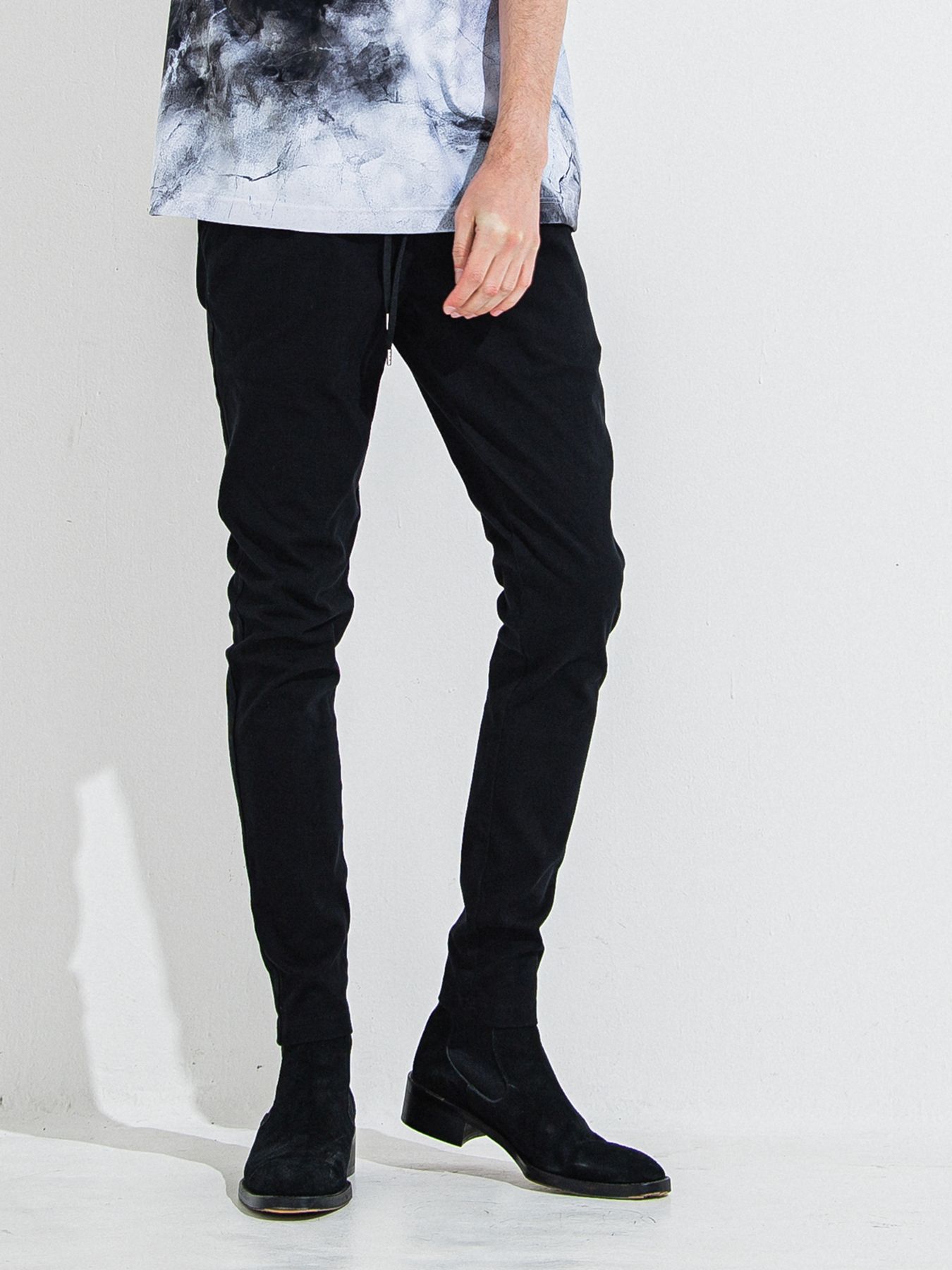 【予約品 】DENIM JERSEY CHRIS EASY TUCK PT / デニムジャージクリスイージータックパンツ / ブラック