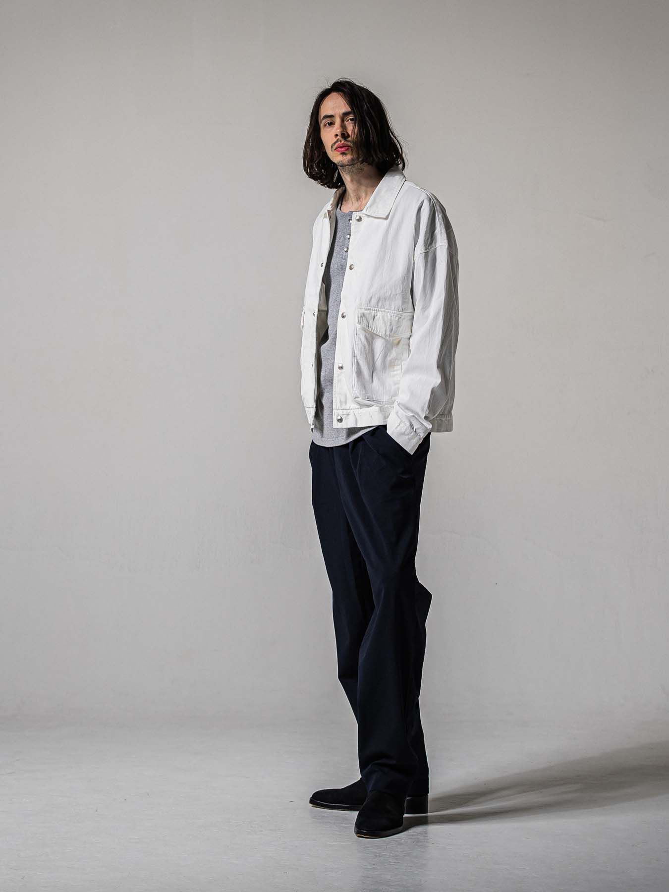 【予約品 11月16日(日) 締切】LDENIM AG FLIGHT JK / ライトデニム ミリタリージャケット / ホワイト