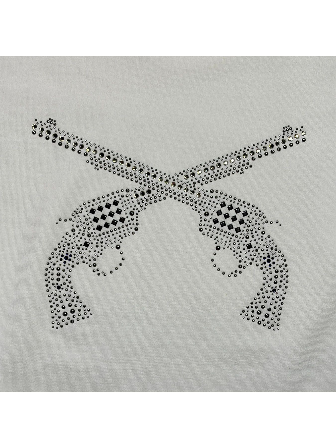 【予約品 3月9日(月) 18:00 締切】CROSSGUN CRY/MEATL T / クリスタル メタル クロスガン Tシャツ / ホワイト