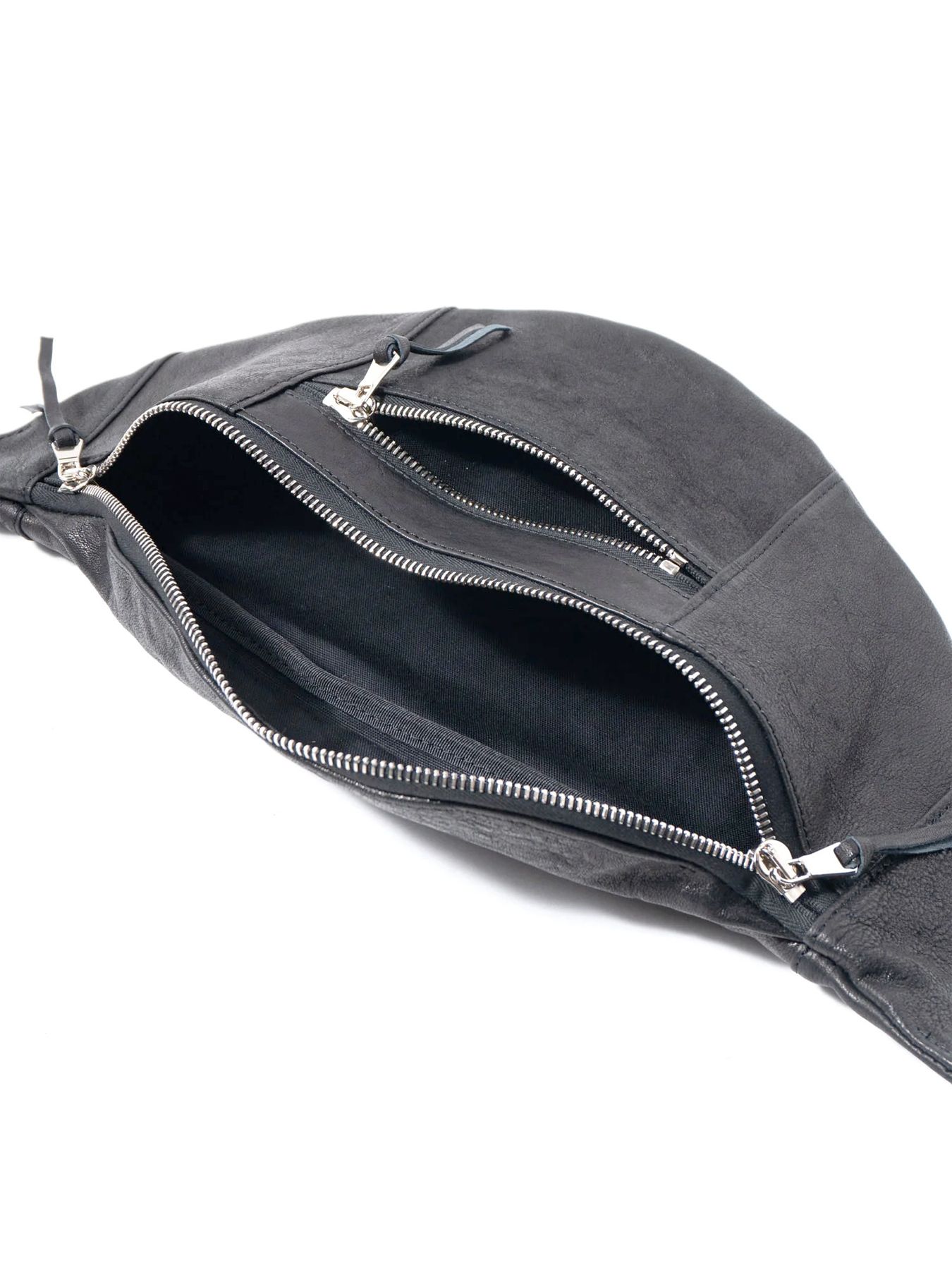 【予約品 10月12日(日) 締切】Pit Vegetable Full Tanned Shrunken Horsehide Body Bag / フルタンニン ピット鞣し シュリンク ホース ハイド ボディー バッグ / HIGH THROTTLE / ブラック×シルバー