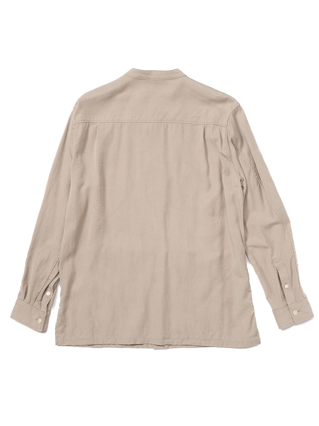 【予約品 9月23日(火) 締切】band collar shirt coat / バンドカラー シャツコート / グレージュ