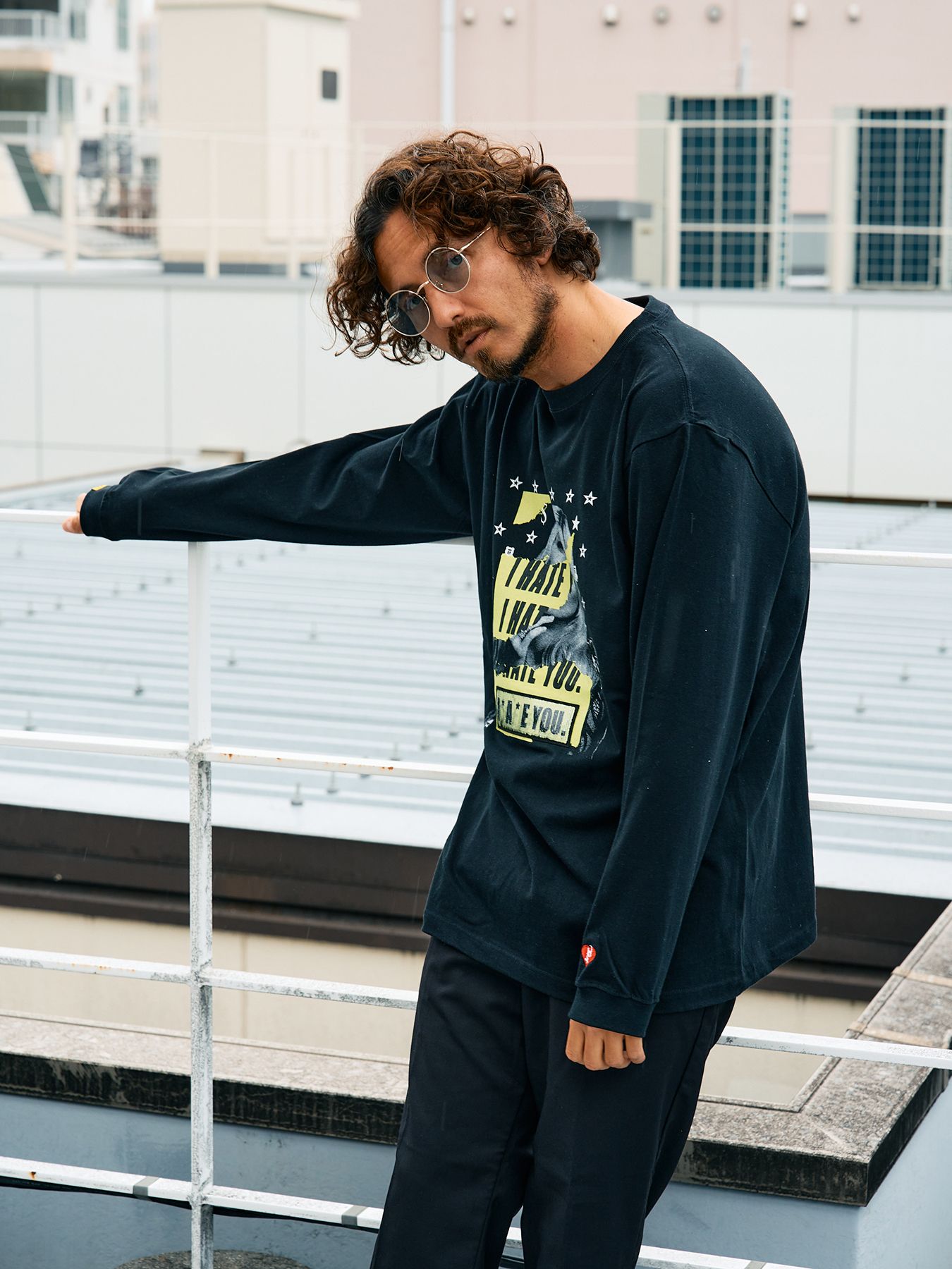 【予約品 5月8日(木) AM10時 締切】 5.6ozコットン天竺 I HATE YOU シークインLS Tシャツ / ブラック