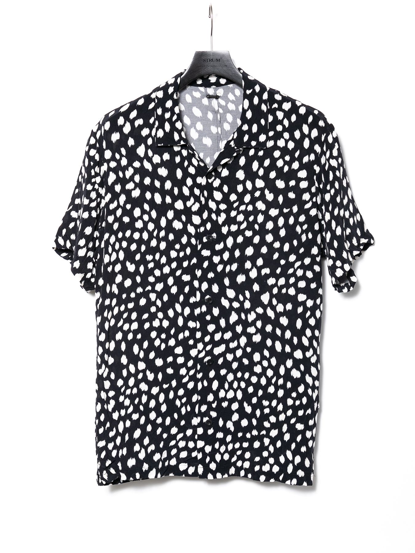 【予約品 10月12日(日) 締切】Leopard Printed Cupra Rayon H/S Open Collar Shirt / キュプラ レーヨン 豹柄プリントH/S 開襟シャツ / ブラック豹柄