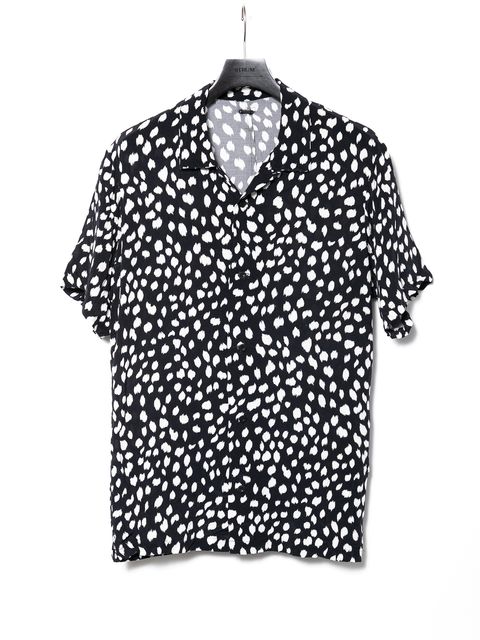 【予約品 10月13日(月) 締切】Leopard Printed Cupra Rayon H/S Open Collar Shirt / キュプラ レーヨン 豹柄プリントH/S 開襟シャツ / ブラック豹柄