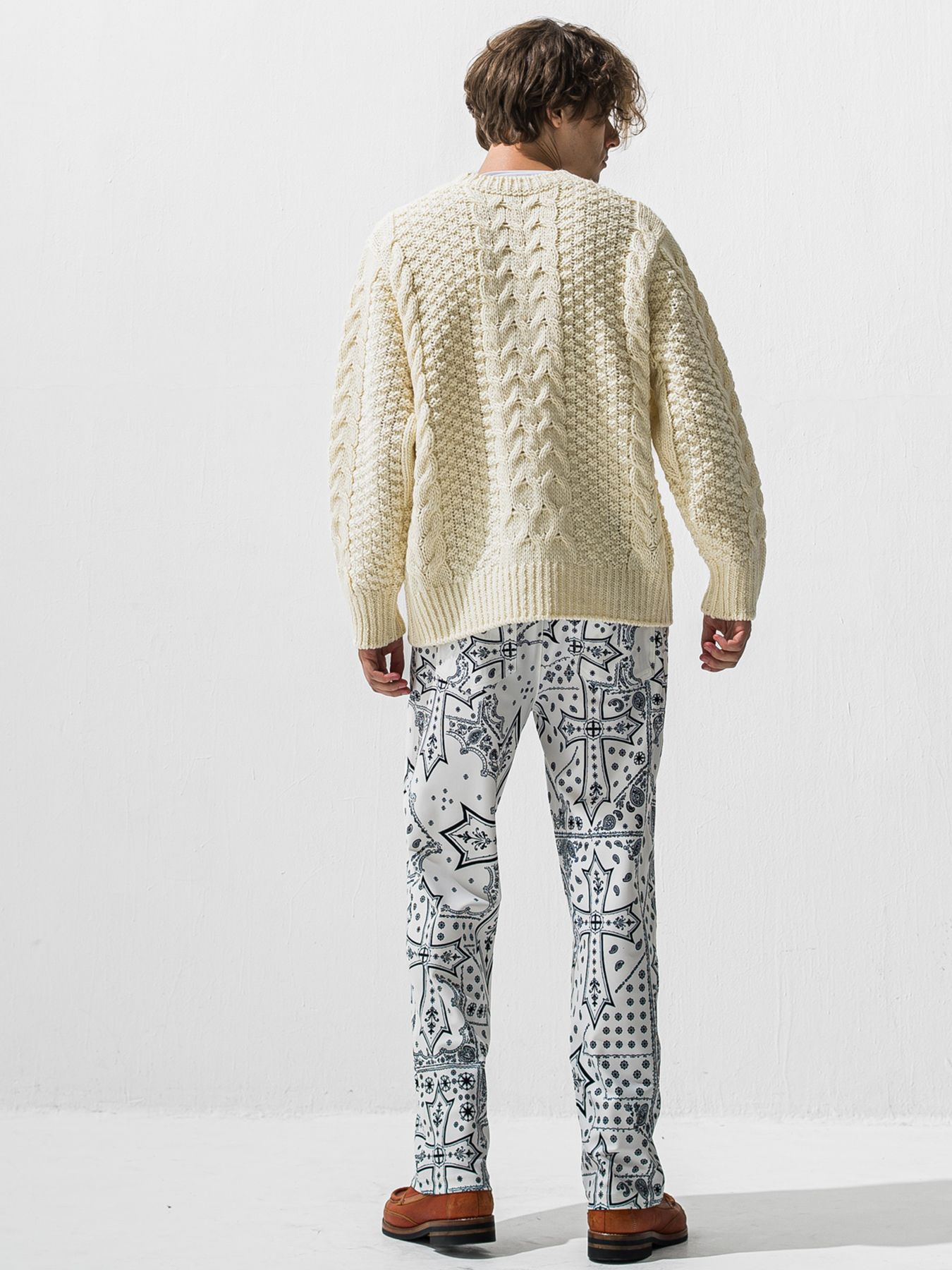 【予約品 9月6日(日) 締切】CABLE LAW SWEATER / ケーブル編みローゲージセーター / オフ