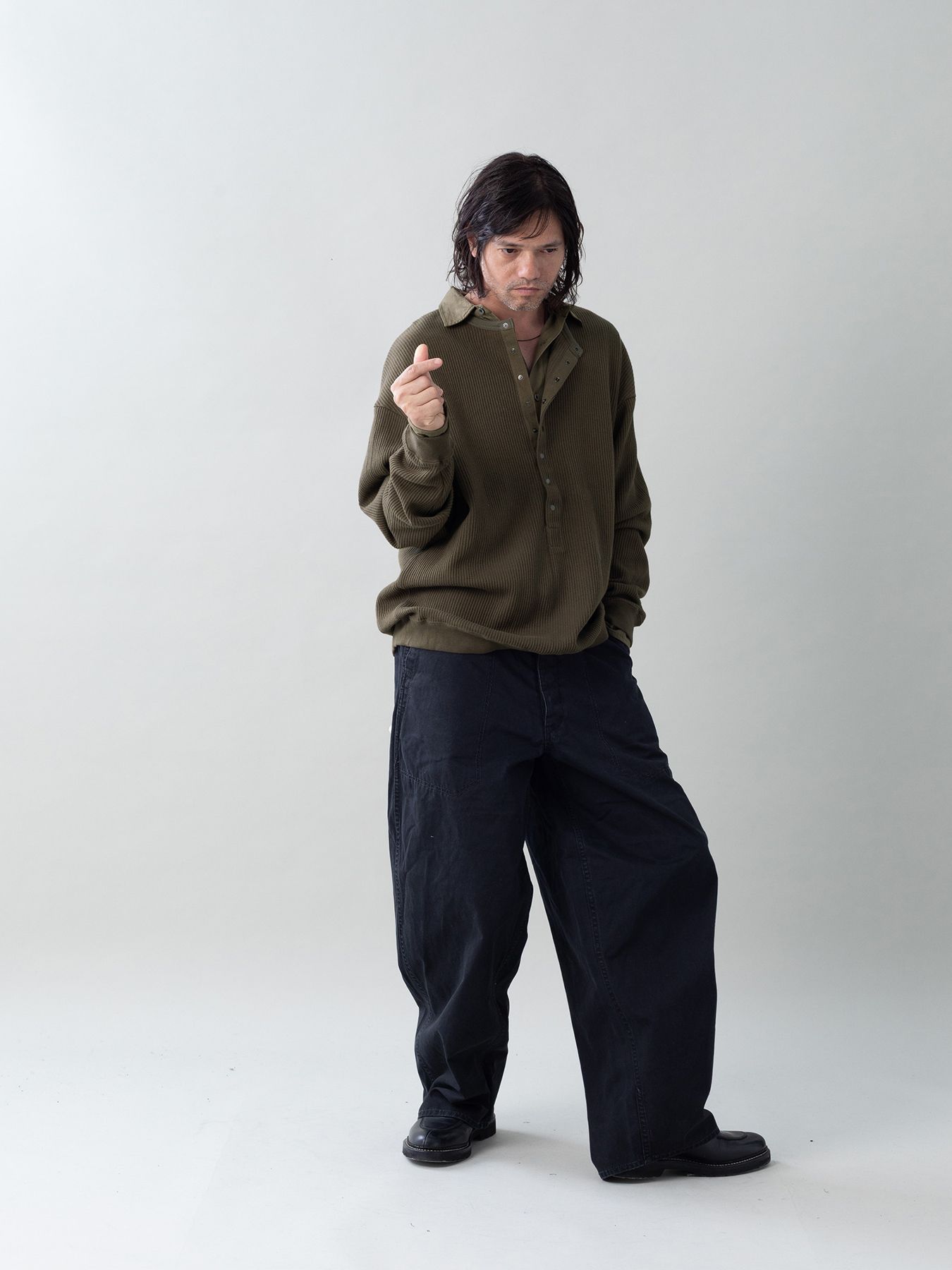 【予約品 5月6日(水) 締切】USN-MIRITARYHERRINGBONE aged / ユーズド加工 ミリタリーパンツ / ブラック