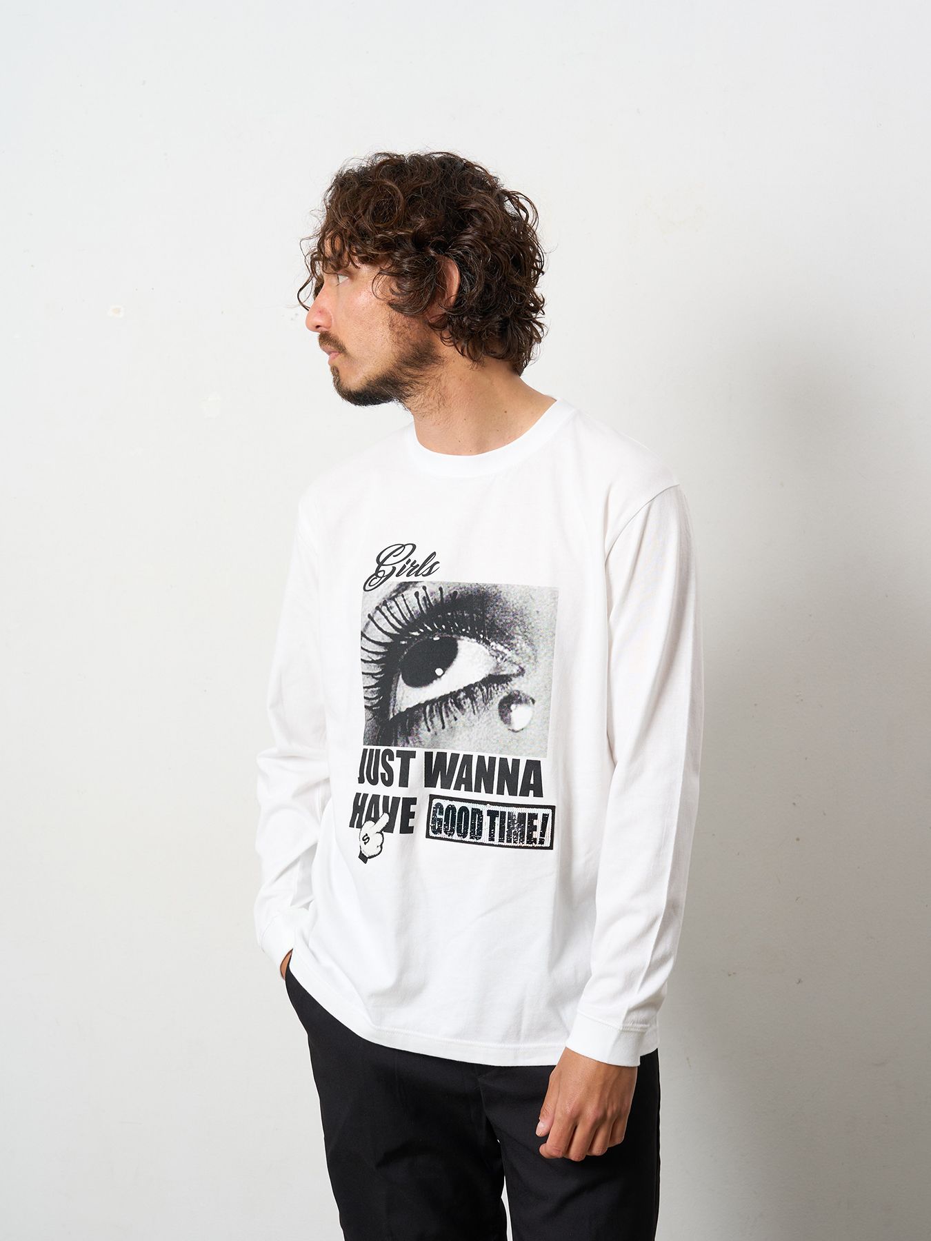 【予約品 5月8日(木) AM10時 締切】 5.6ozコットン天竺JUST WANNA HAVE FUNSシークイン LS Tシャツ / ホワイト