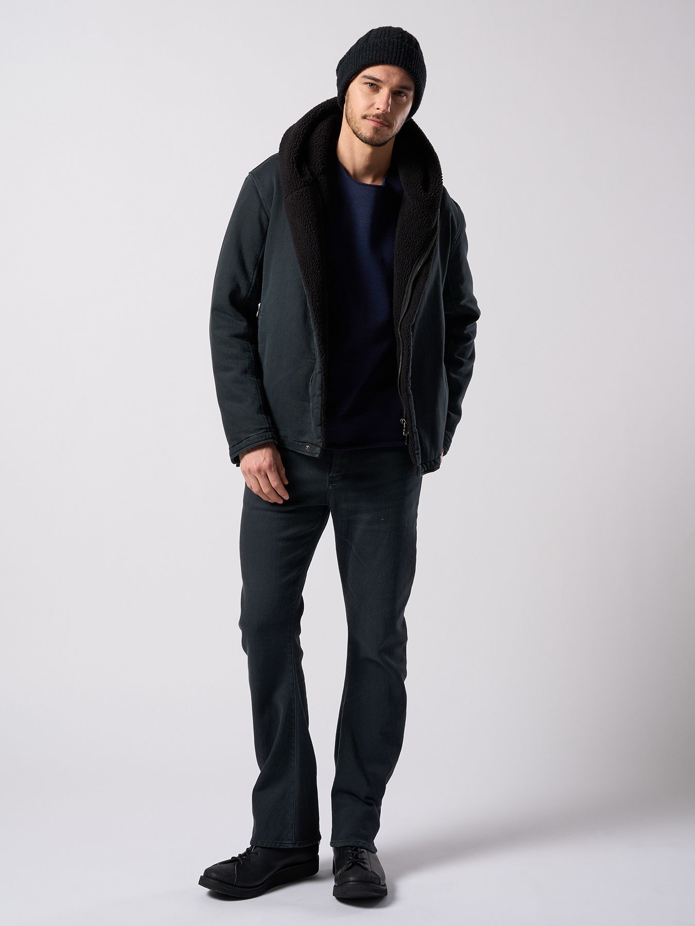 【予約品 4月19日(日) 18時締切】denim jersey hooded riders / デニムジャージー フーデッドライダース / ブラックユーズド