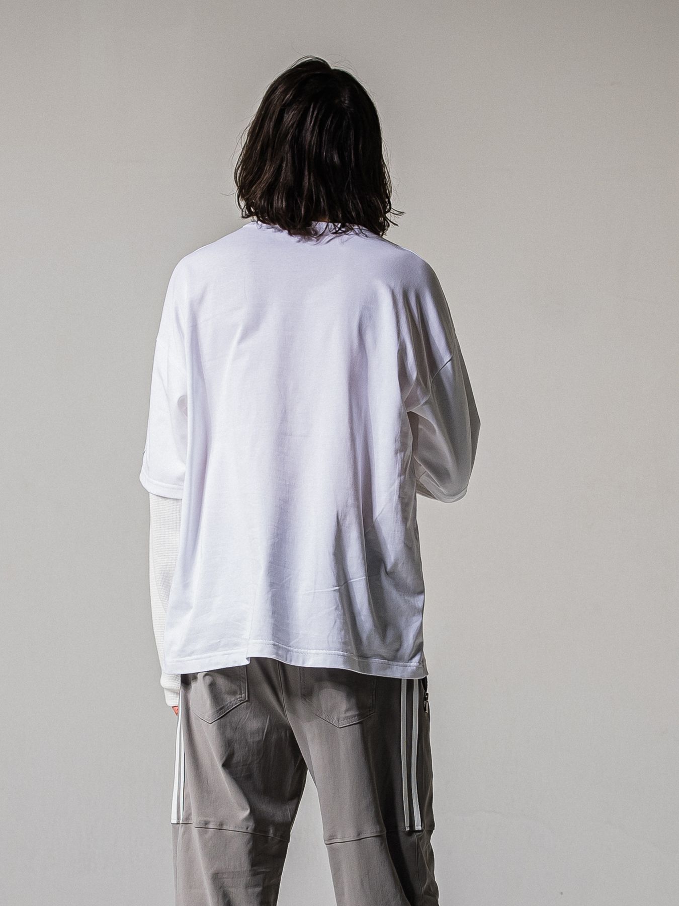 【予約品 11月16日(日) 締切】FAKE LAYERED WAFFLE LONGSLEEVE / フェイクレイヤード ワッフル ロングスリーブTシャツ / ブラック