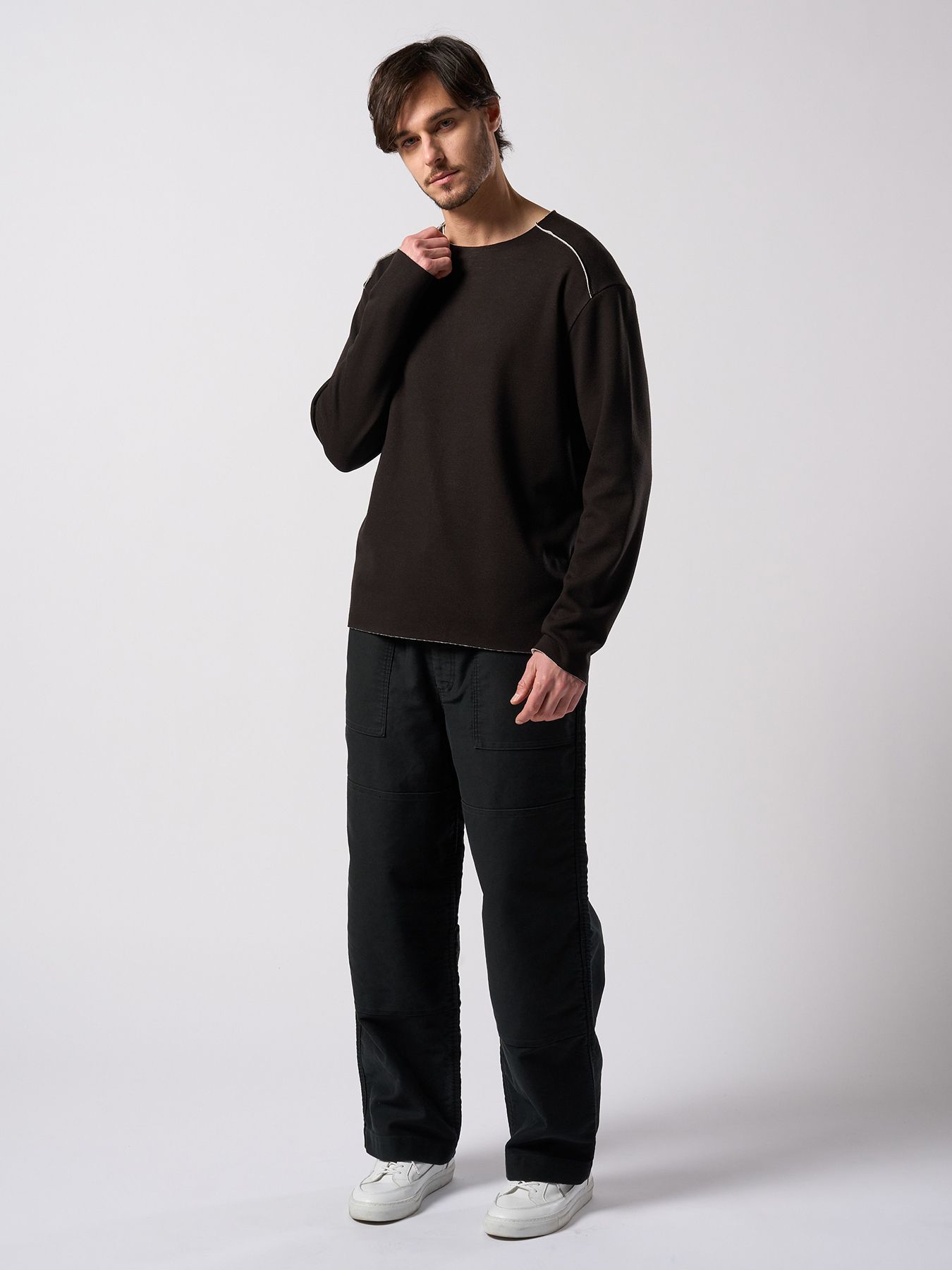 【予約品 4月19日(日) 18時締切】back boa cut-off crew / バックボア カットオフ クルーネック/ ブラック