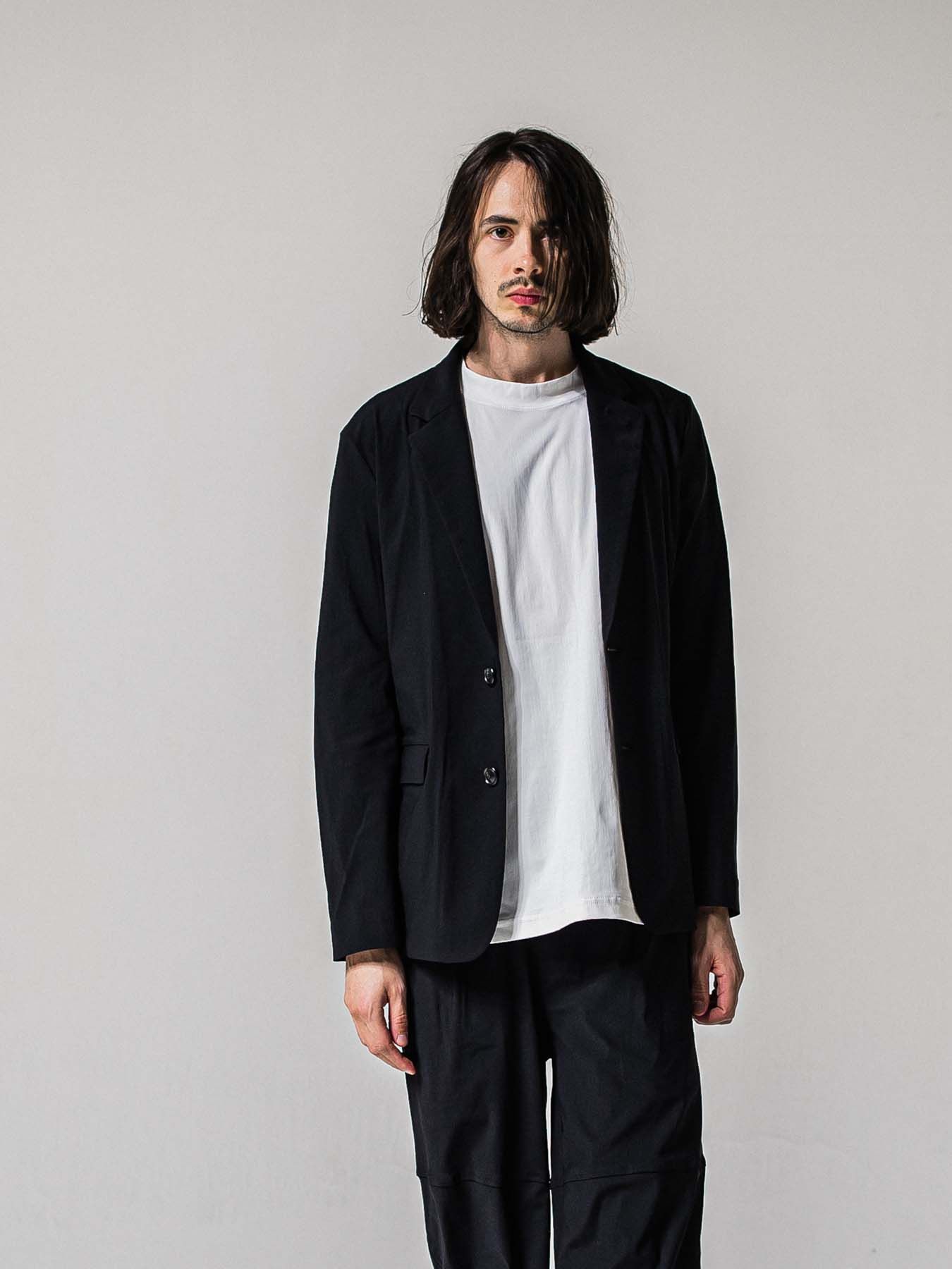 【予約品 11月16日(日) 締切】GARY LOOSE JACKET / ルーズフィット ジャージ テーラードジャケット / ナイロンブラック