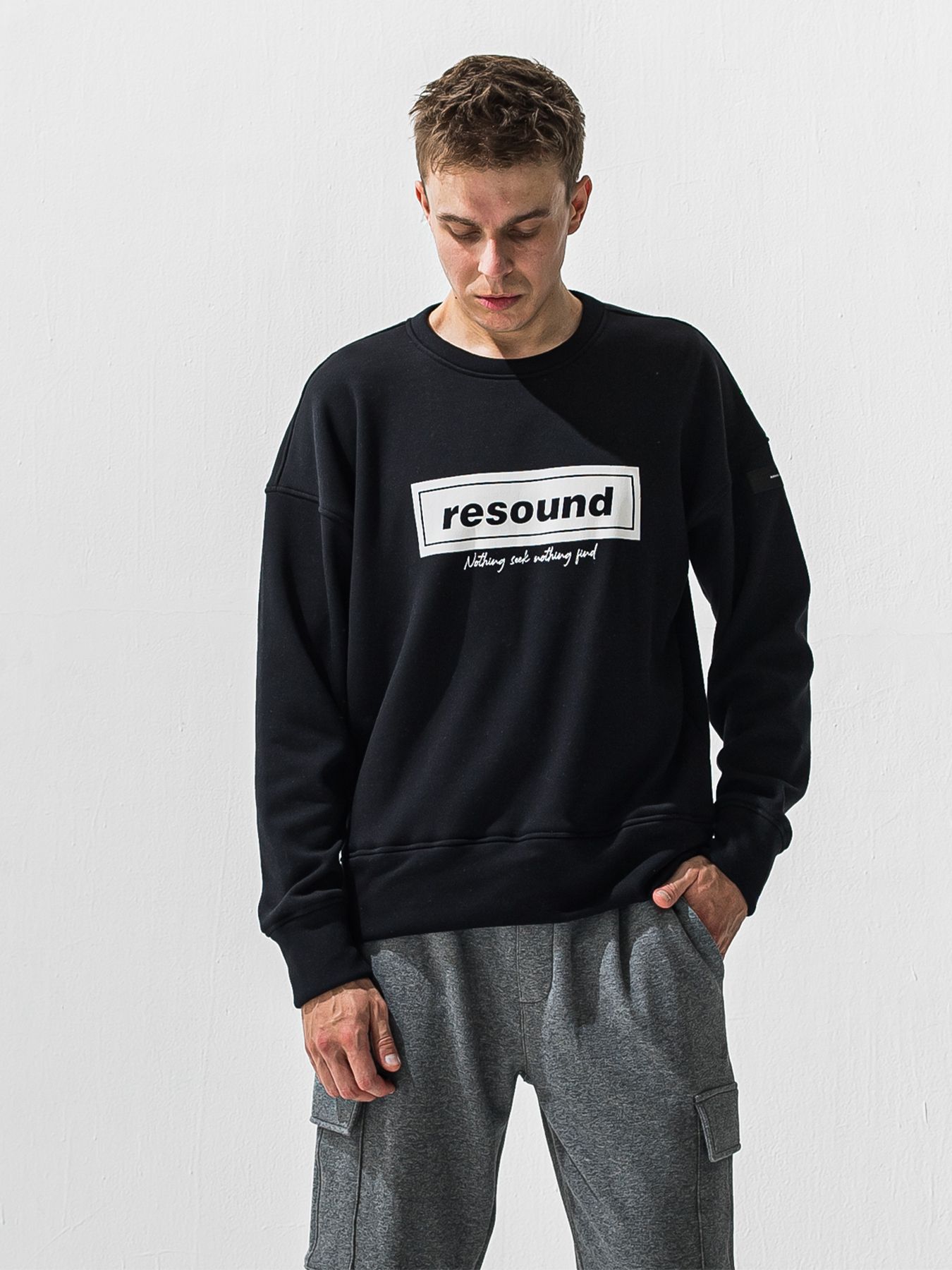 【予約品 9月6日(日) 締切】BOX VELOURS FLEECE DROP TRAINER / ボックスロゴ 裏起毛 ルーズトレーナー / ブラック