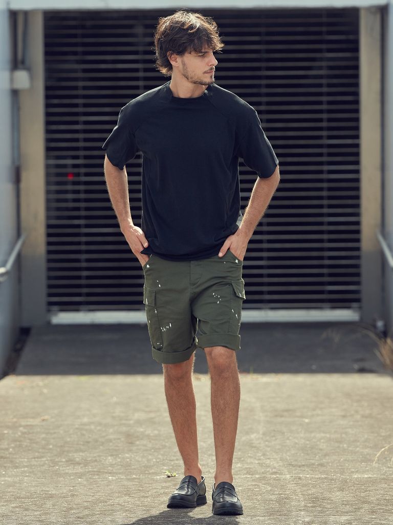 wjk - 《予約品》 paint cargo shorts / ミリタリーショーツ / カーキ 