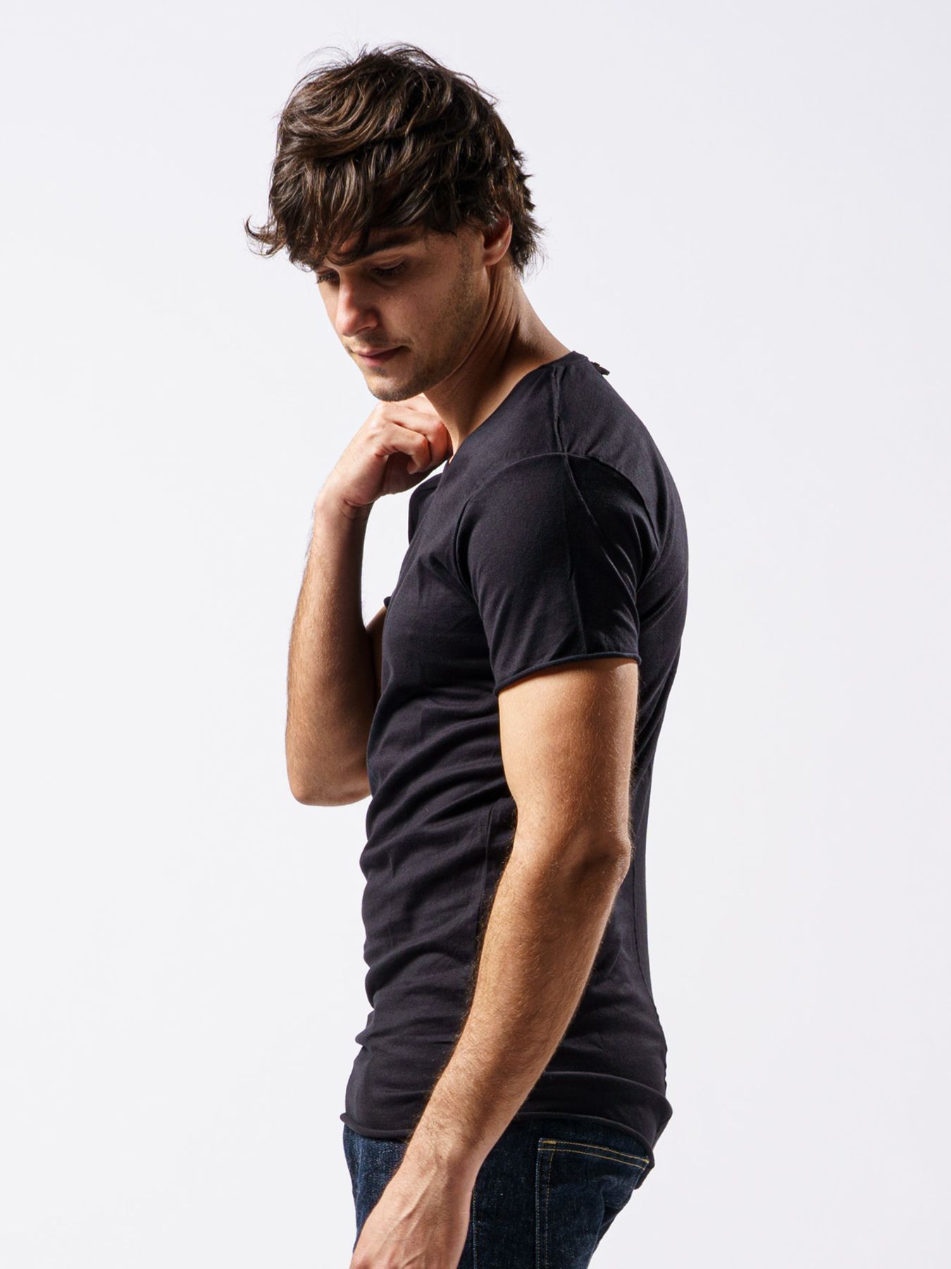 【予約品 1月25日(日) 締切】3 in pack-T S/S / 3インパック ショートスリーブ Tシャツ / ブラック / クルーネック、Vネック、ディープVネック