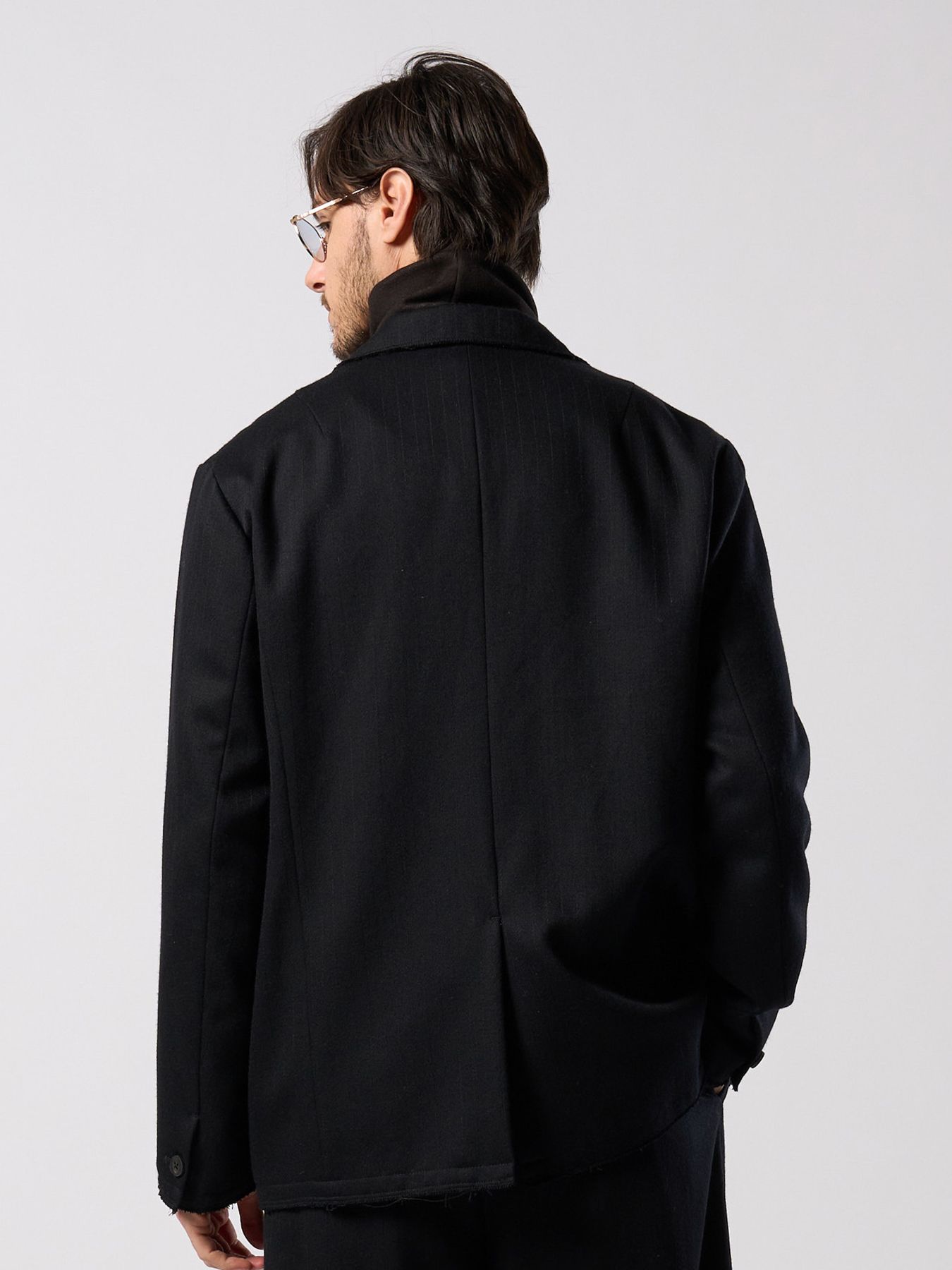 【予約品 4月19日(日) 18時締切】venetian stripe single jacket / ヴェネツィアン ストライプ シングルジャケット / ブラック