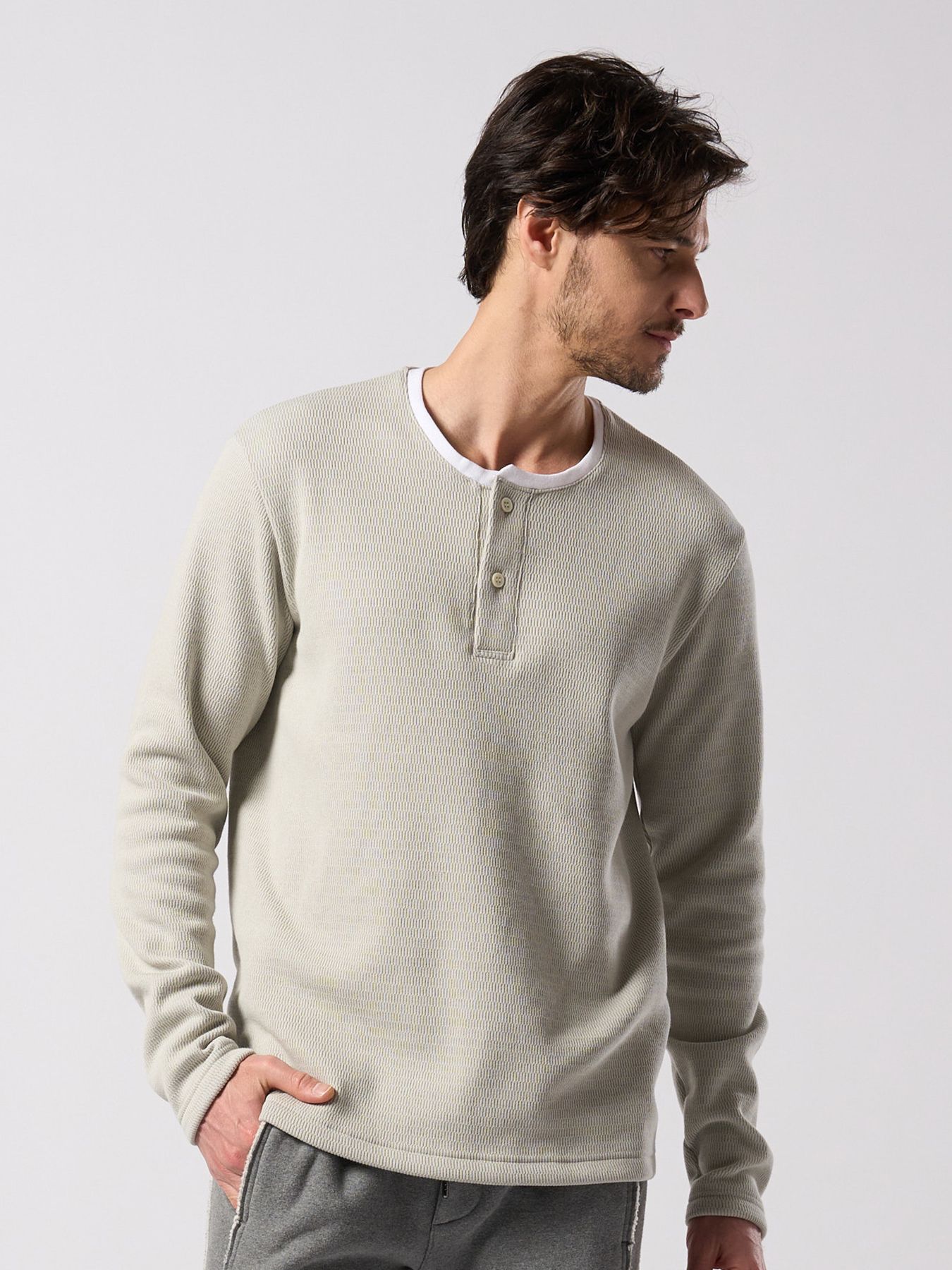 【予約品 4月19日(日) 18時締切】back boa thermal henley L/S / バックボア サーマル ヘンリーネック ロングスリーブ / ライトグレー