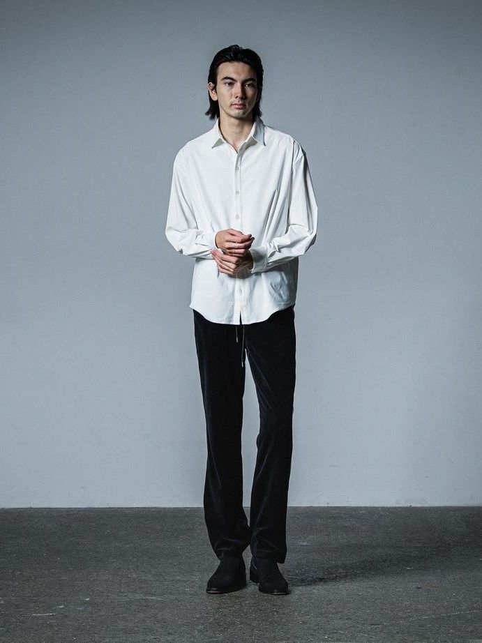 《予約品》 VELOUR SEMI WIDE PT  / ベロアラインワイドパンツ / ブラック