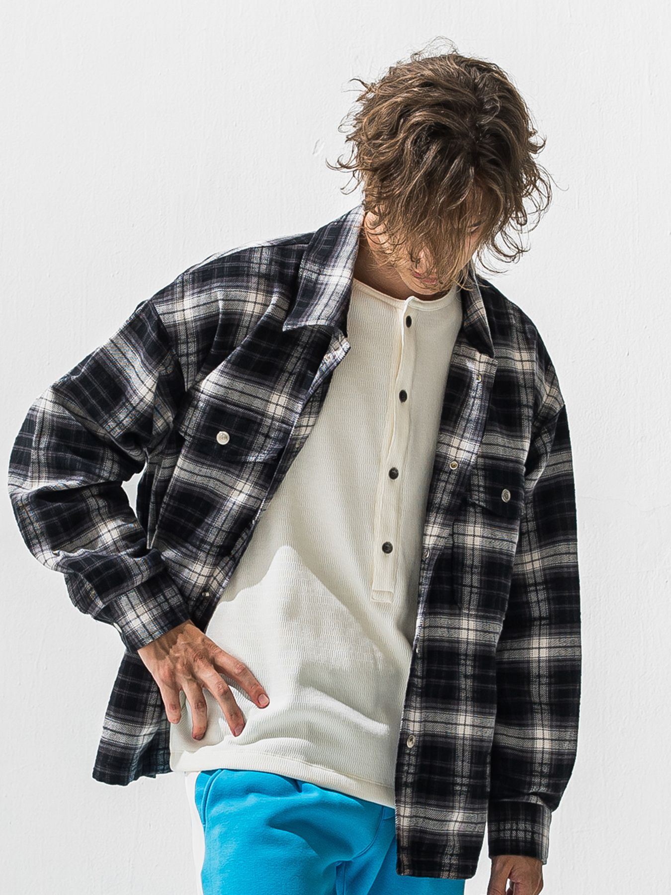 【予約品 9月6日(日) 締切】OLD SLUB CHECK JK / ヴィンテージ ネルジャケット / ブラック