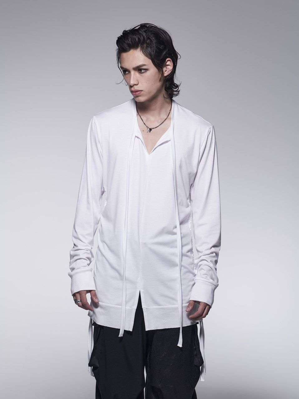 SideShirringRibT-Shirt / サイドシャリーング リブTシャツ / ホワイト 【kiryuyrik】