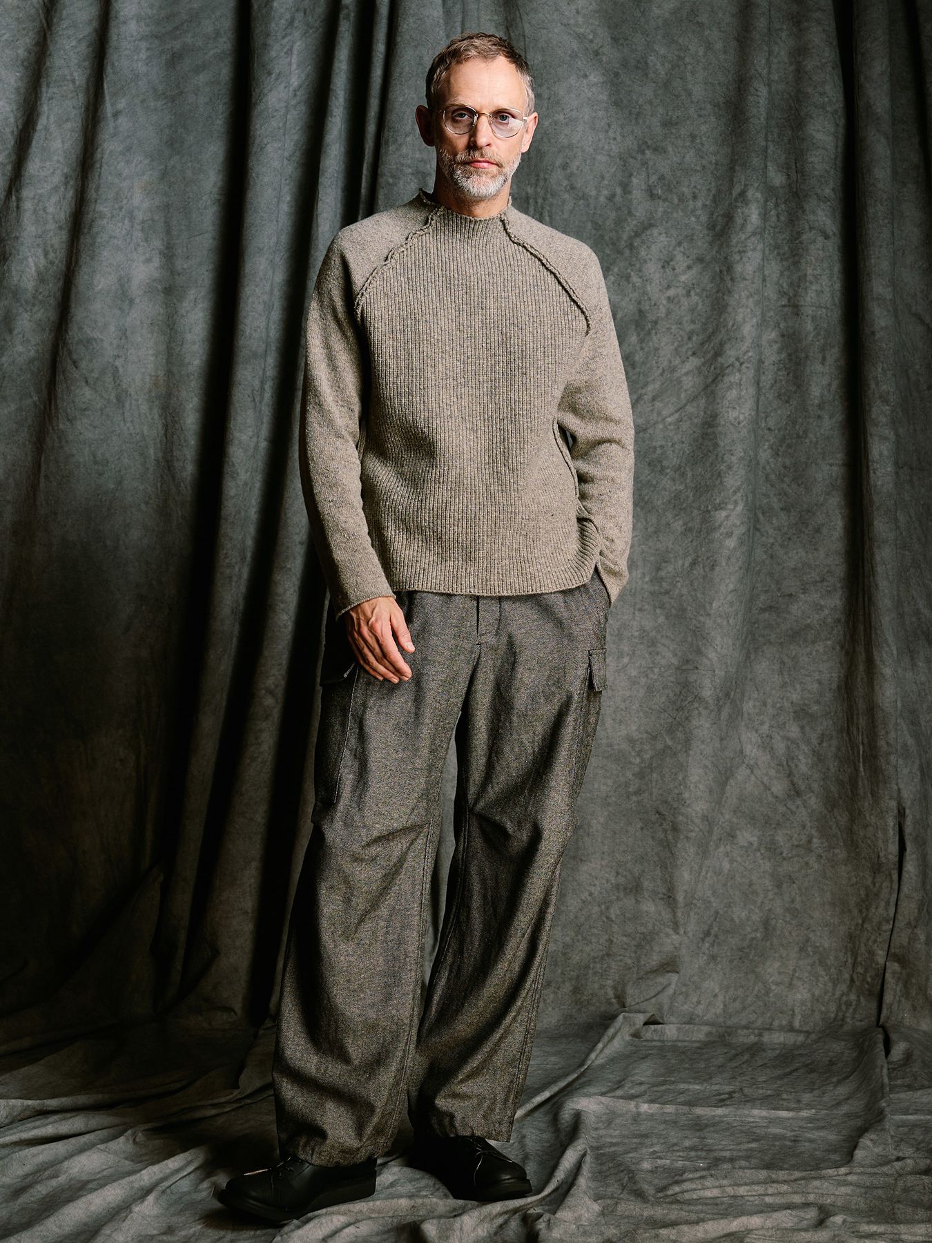 【予約品 4月19日(日) 18時締切】natural blend wool easy cargo / ナチュラルブレンドウール イージーカーゴパンツ / ナチュラル×ブラック