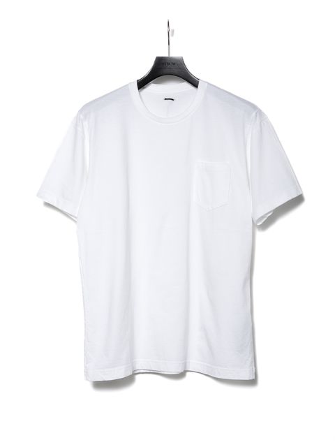 【予約品 10月13日(月) 締切】Natural Soft Cotton Chest Pocket Crew Neck T-shirt / 30/-ナチュラルソフト天竺 胸ポケット クルーネック Tシャツ / ホワイト