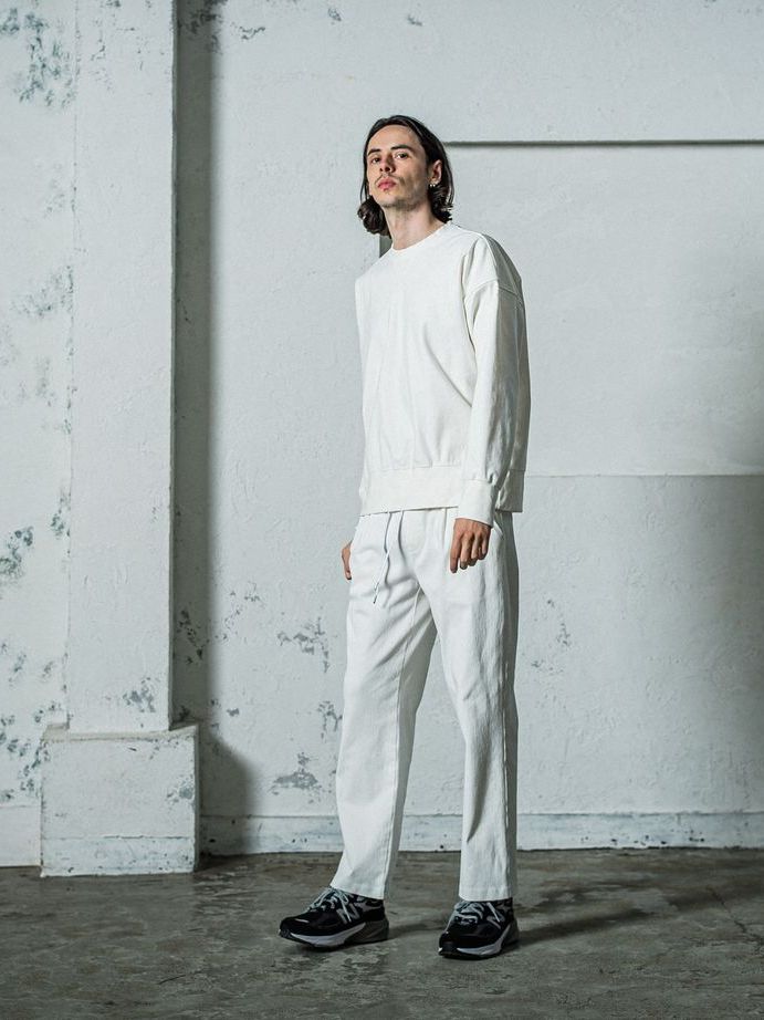 《予約11月17日19時締め》  DENIM JERSEY loose trainer / トレーナー / ホワイト