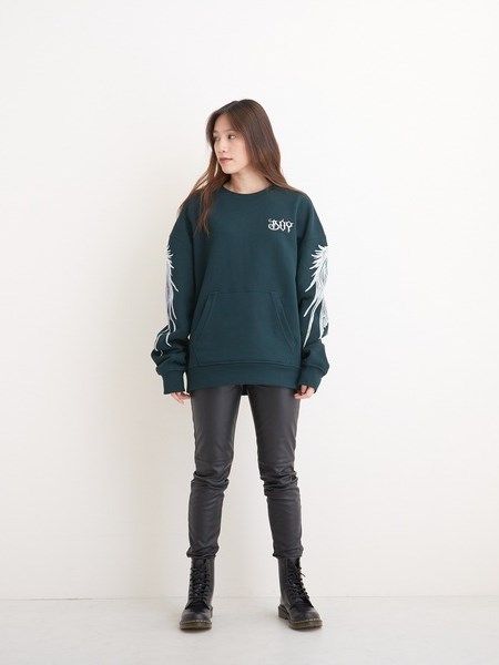 WING SLEEVE CREW NECK SWEAT / GREEN 【BOY LONDON】