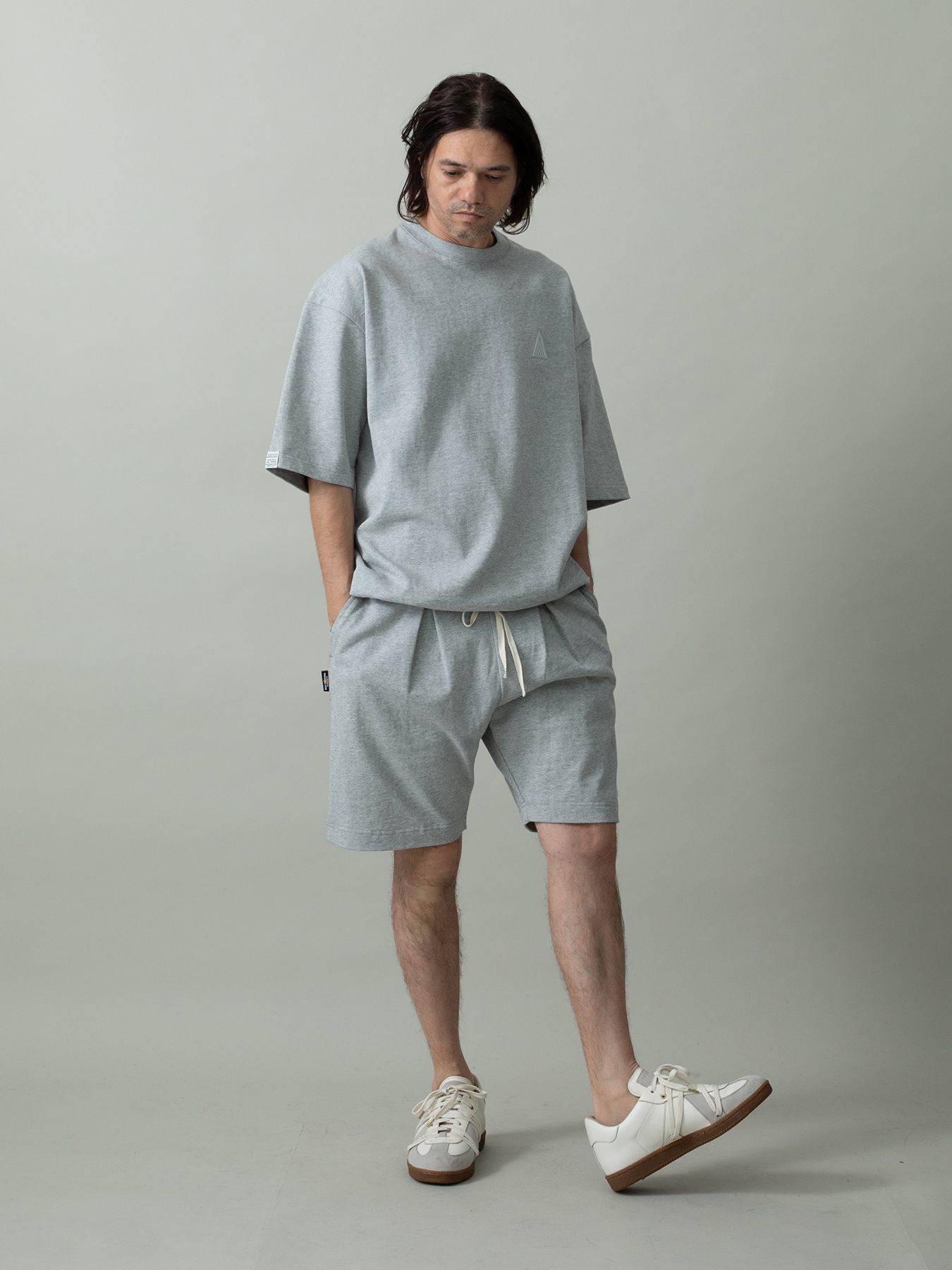 【予約品 2月1日(日) 締切】HEAVYJERSE spiky / ロゴ刺繍 Tシャツ / 杢グレー×グレー